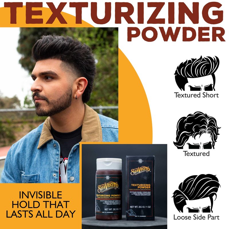 Suavecito Texturizing and Volumizing Hair Styling Powder with Shine Free Matte Finish and Strong Hold - No Mess, Oil Absorbing, Long Lasting - 1.75 oz