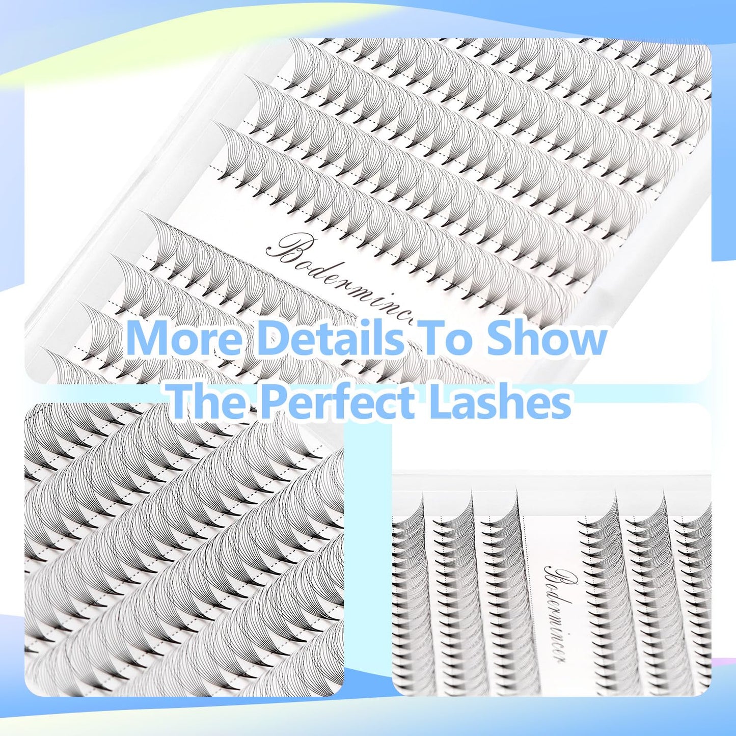 Dedila Short Stem Nature Long 10D Premade Fans Dramatic Volume Eye Lashes Extensions Thickness 0.07mm D Curl Soft and Light Weight Individual False Eyelashes Cluster (12MM)