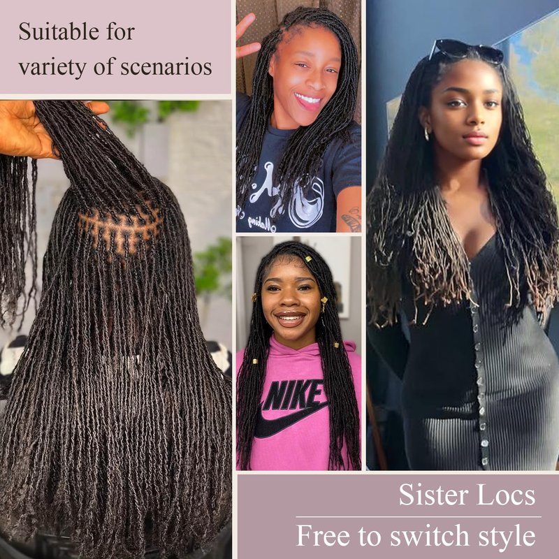 Originea Sister Locs Extensions Human Hair Curly Tips Permanent Micro Locs Extensions Natural Looking Soft Dreadlocks Can Be Bleached and Dyed (1B# 0.1cm, 8 Inch 30 Strands)