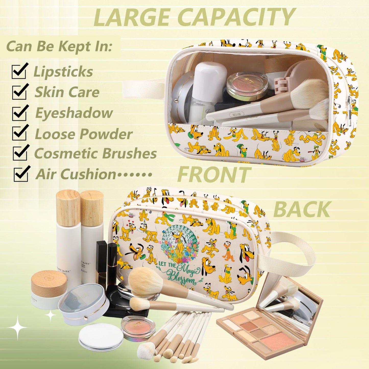 WZMPA Funny Dog Cosmetic Bag Dog Lover Gifts Let The Magic Bloom Makeup Zipper Pouch Bag Cartoon Movie Merchandise (Plu Bloom 2Full-TB)