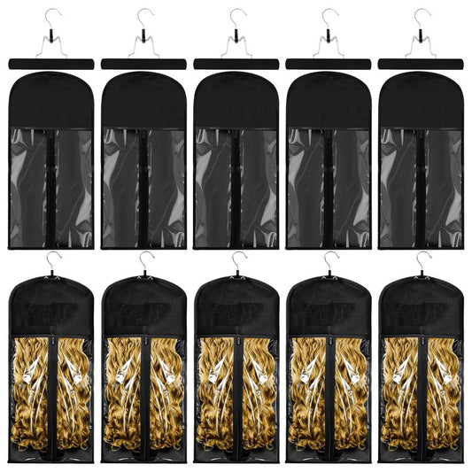 VARIPOWDER 10pcs Wig Storage Bags with Hanger Hair Extensions Storage for Multiple Wigs, Dust-Proof Wigs Bag with Strong Holder Home Travel Closet Wigs & Accessories