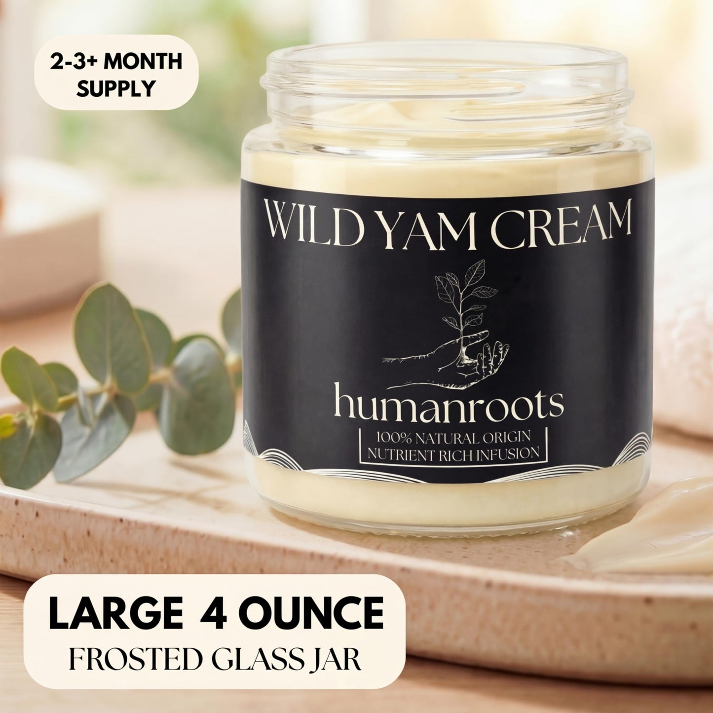 Wild Yam Cream - Menopause and PMS Support for Women, 4 oz (Vanilla Lavender), Organic Wild Yam Cream for Balance - Made with Chaste Tree Berry and Red Clover