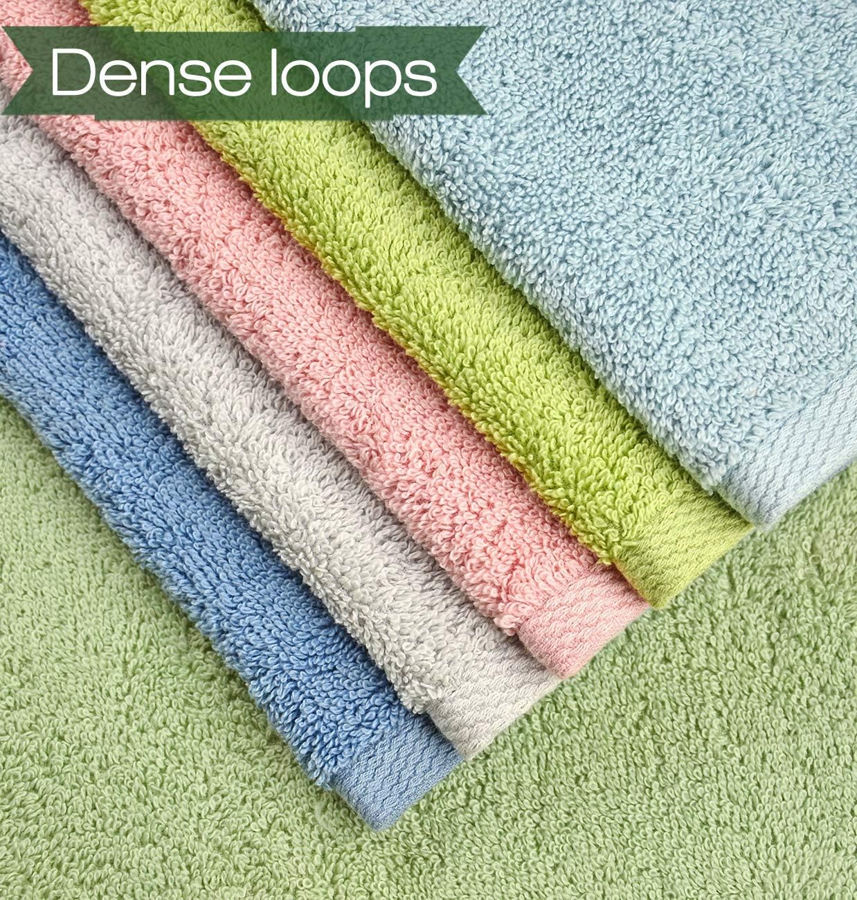 Cotton Hand Towels and Wash Cloths Set - Assorted Colors | 6 Towels & 6 Washcloths