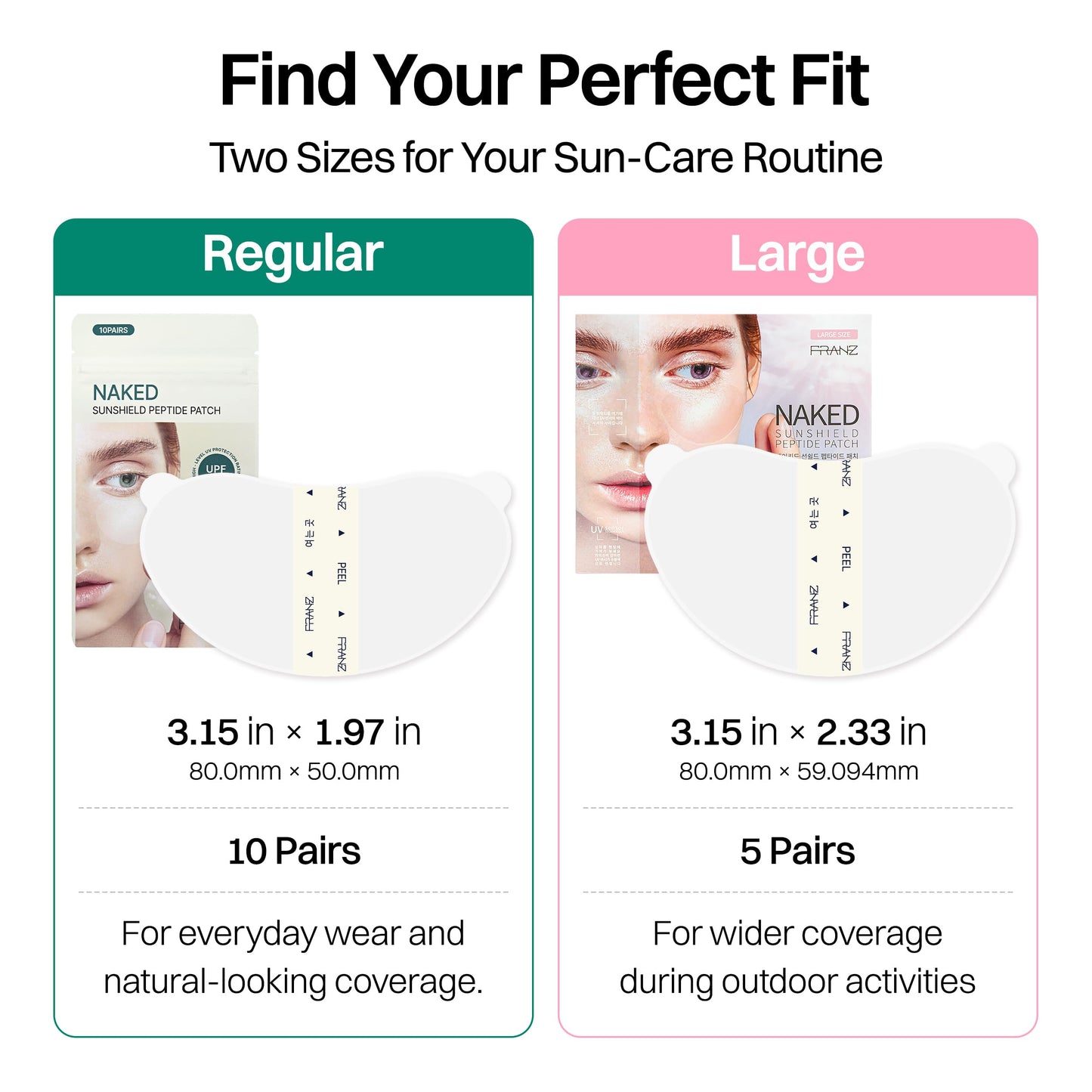 FRANZ Invisible UV Sun Patches for Face, UPF 50+ Golf (Regular, 10 Pairs)