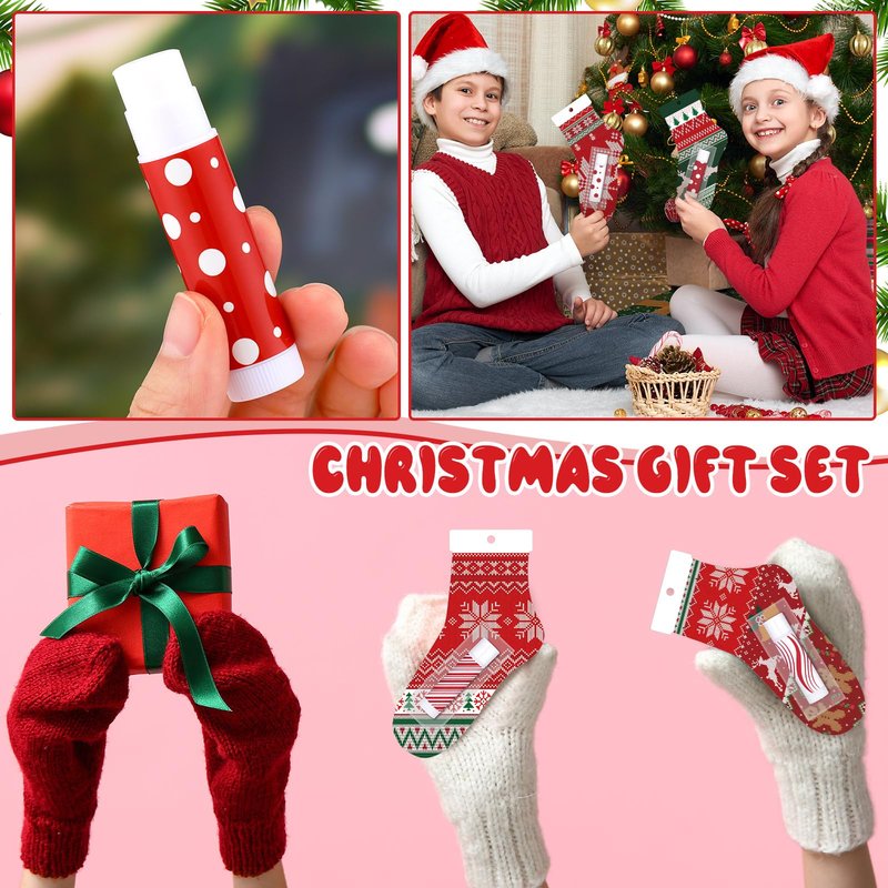 Leelosp 25 Pack Christmas Lip Balm Bulk Christmas Santa Sock Candy Peppermint Cane Scented Lip Balms Bulk Holiday Favor Gifts Xmas Party Gifts Xmas Items Stocking Stuffers for Women Men Staff Employee