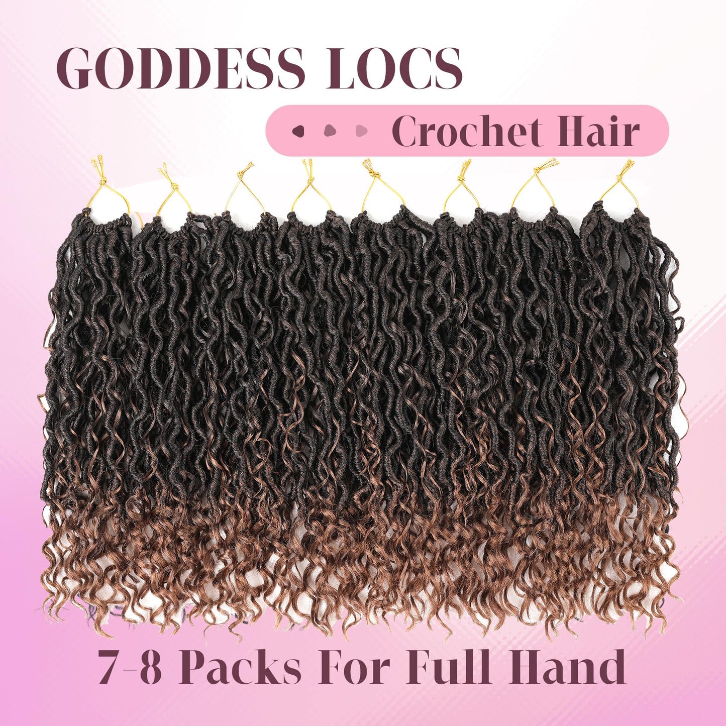 Aipin Long New Goddess Locs Crochet Hair 22 Inch Boho River Locs Hippie Locs Wavy Crochet With Curly Hair In Middle And Ends Braids Hair Extensions (8Packs,22 inch, T30)