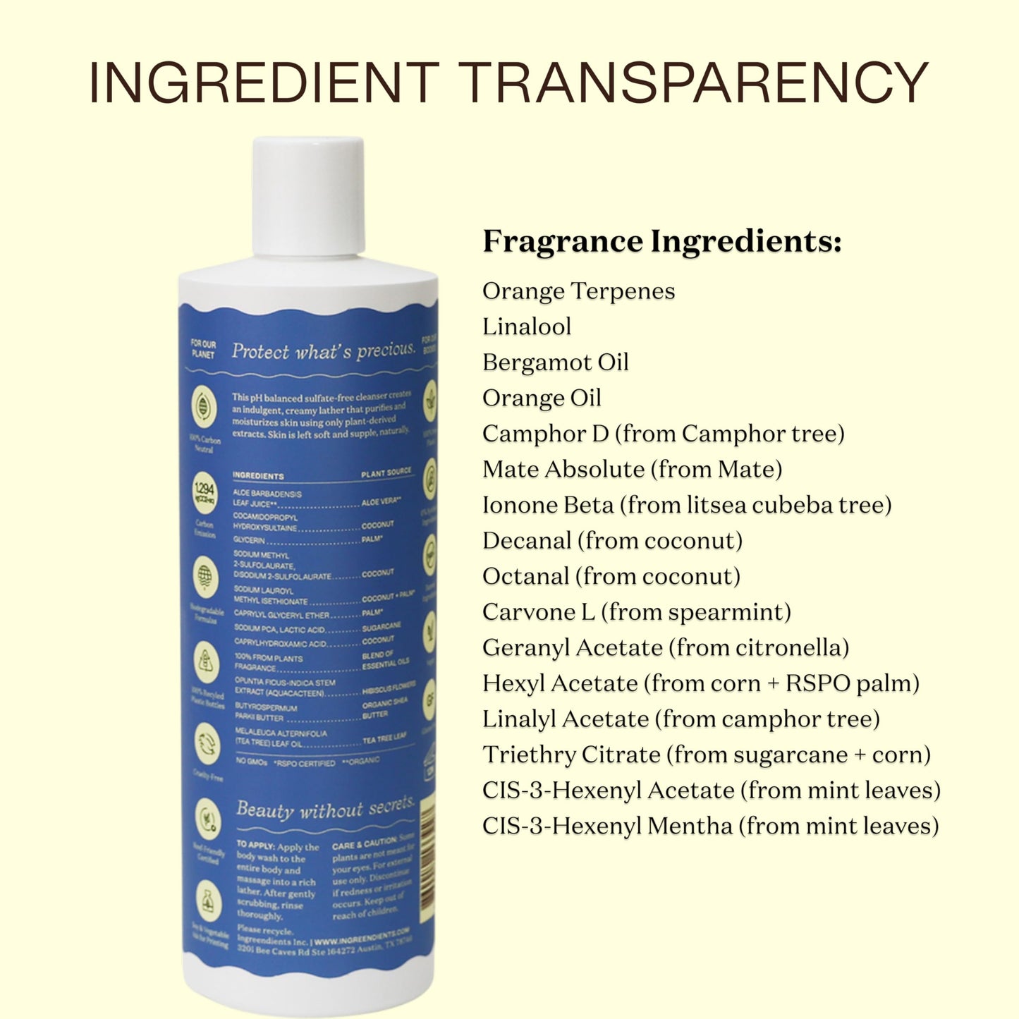 Ingreendients Natural Body Wash With Organic Ingredients - Moisturizing For Dry and Sensitive Skin, Vegan, Cruelty Free, Sulfate Free, Betaine Free (2 x 16 FL. Oz)