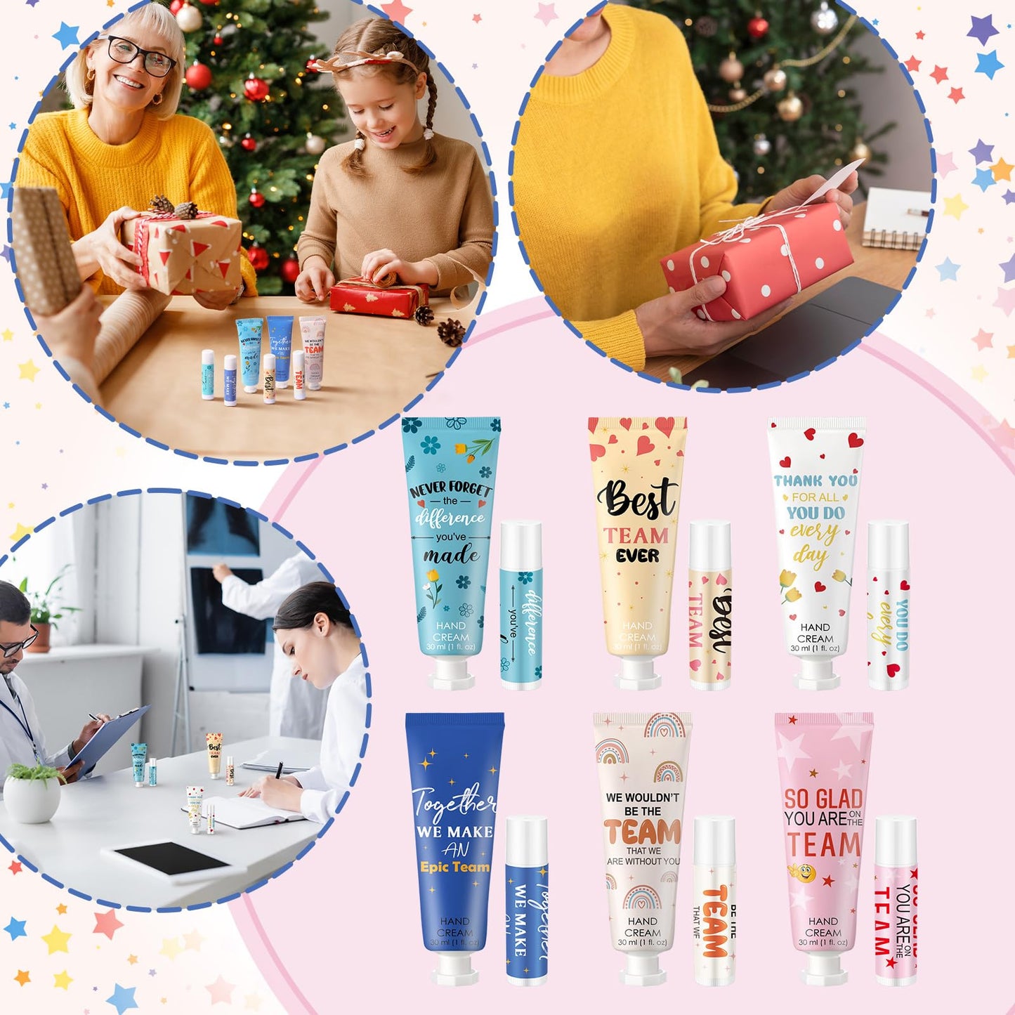 Dansib 24set/96pcs Best Team Ever Gifts Team Appreciation Thank You Gifts for Coworkers Women Employee Appreciation Gift Party Favors Basket Stuffers Items Travel Hand Lotion and Lip Balm Set