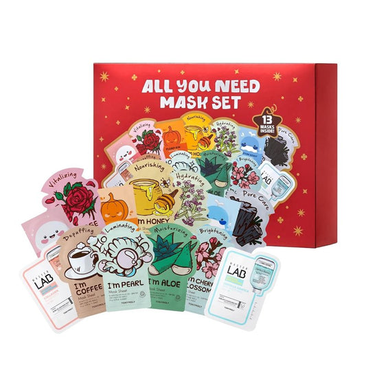 TONYMOLY All You Need Mask Set - 13-Piece Hydrating Face Mask Collection | Paraben-Free, Travel Size for All Skin Types
