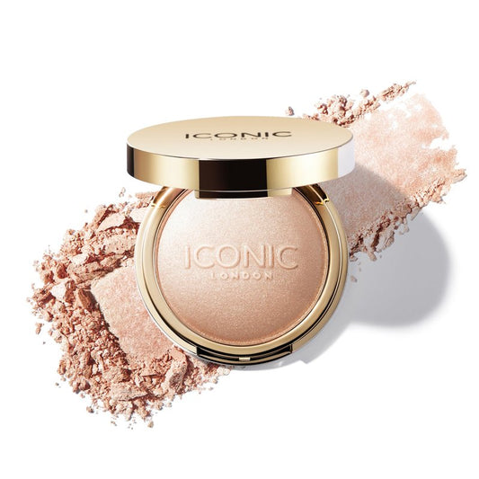 ICONIC LONDON Lit and Luminous Baked Highlighter | Pressed Powder Highlighter for a Radiant Glow, Cruelty-Free, Vegan Makeup, 0.56 oz