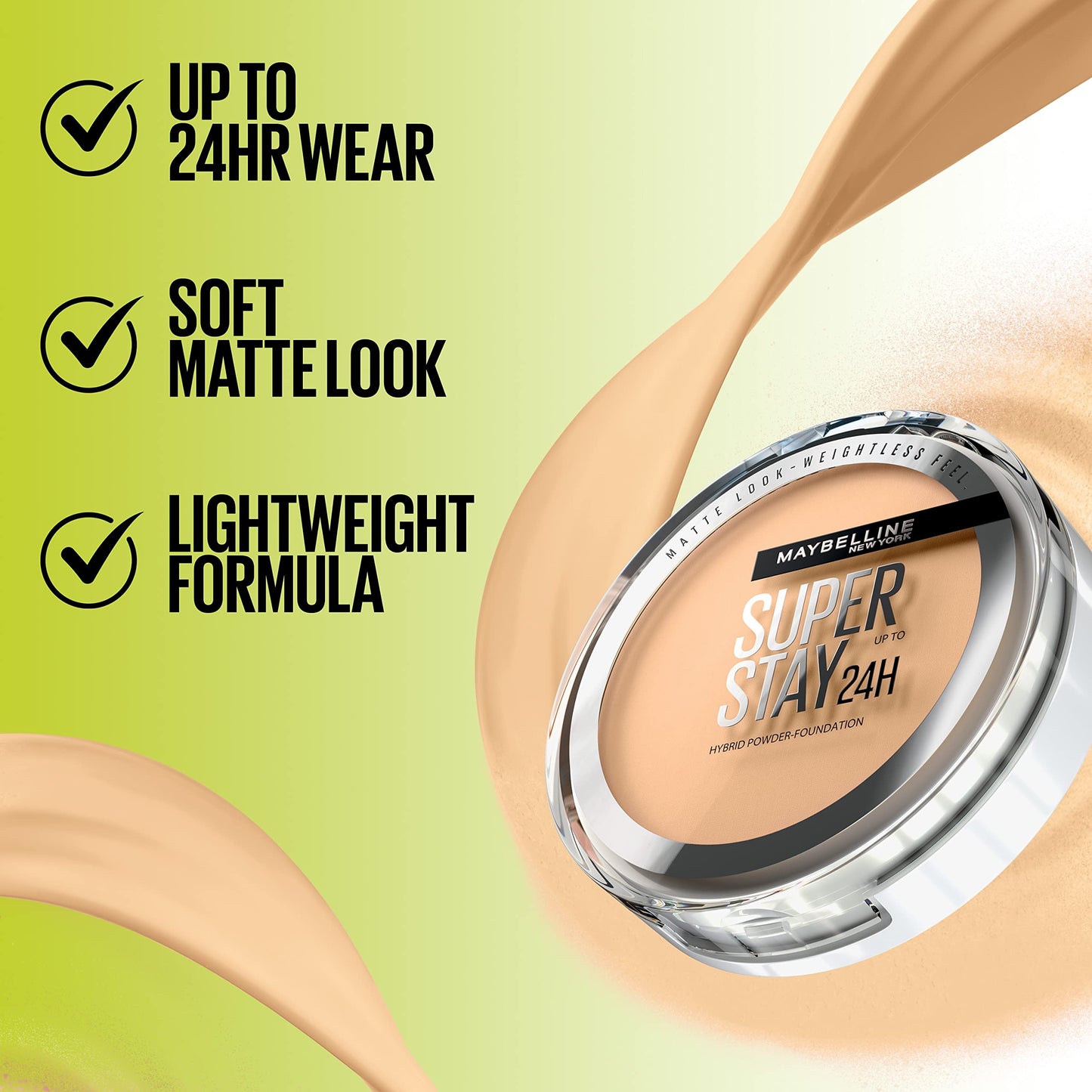Maybelline Super Stay Up to 24HR Hybrid Powder-Foundation, Medium-to-Full Coverage Makeup, Matte Finish, 120, 1 Count (Pack of 2)