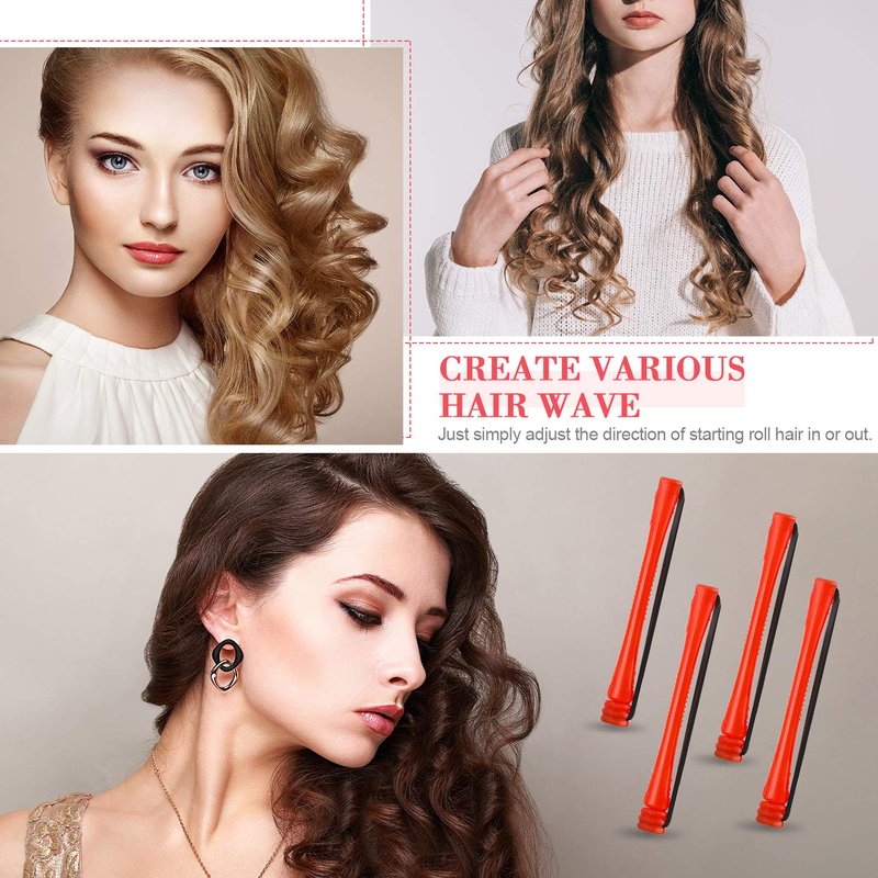 Hair Perm Rods - 48 Pieces Plastic Curling Rollers with Steel Pintail Comb | Short Cold Wave Curlers (0.2 Inch, Red)
