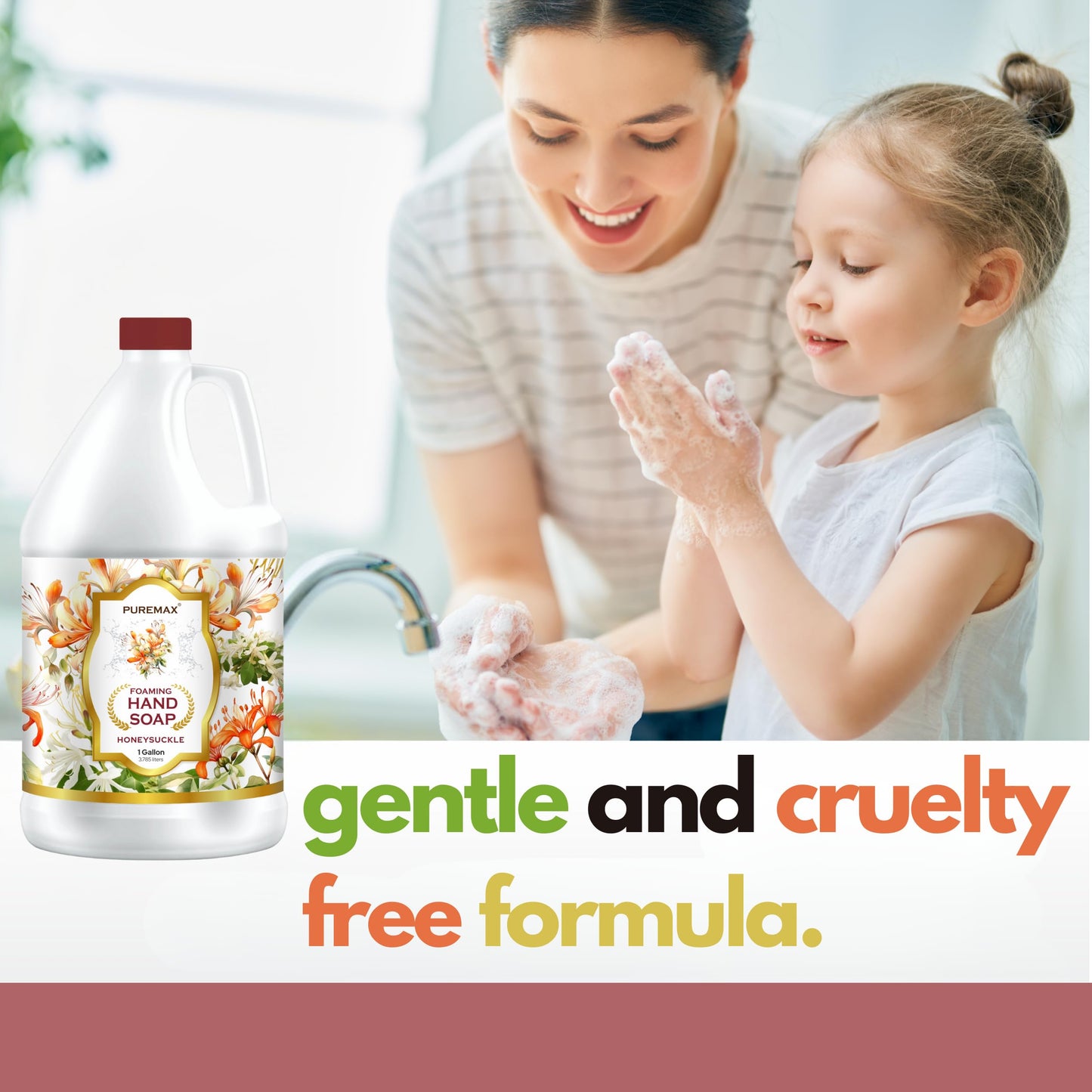 Puremax Foaming Hand Soap Refills made with Essential Oils | Honeysuckle | Gentle, Moisturizing | Made in USA | 128 Fl Oz (1 Gallon)