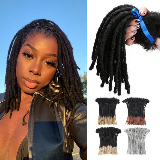 0.6cm Thickness 8 Inch 30 Strands 100% Real Human Hair Dreadlock Extensions for Man/Women Permanent Loc Extensions Bundles Can Be Dyed Bleached Curled and Twisted