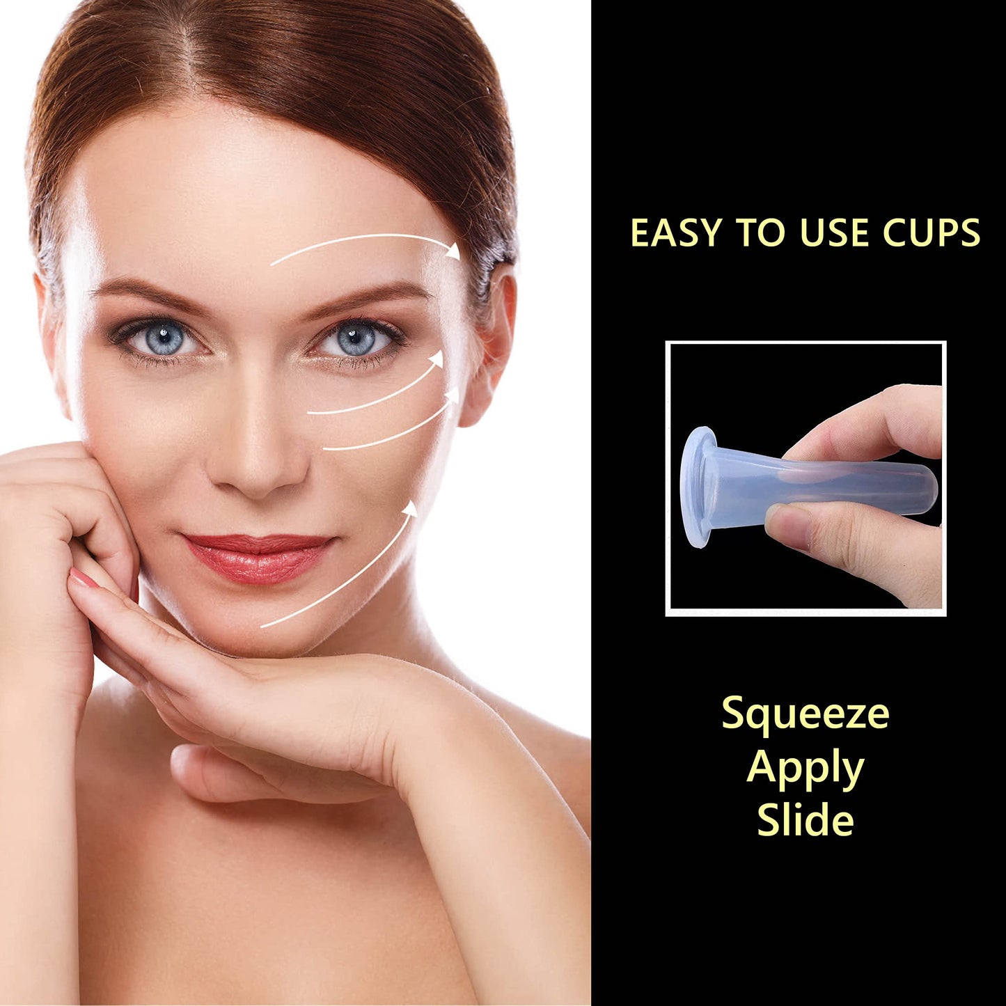 DoSensePro Silicone Facial Cupping Set - 4 Cups for Face, Neck & Jaw, TMJ Tension, Lymphatic Drainage, Anti-Puffiness & Cellulite, Medical-Grade Kit with Konjac Sponge, Storage Bag & Guide