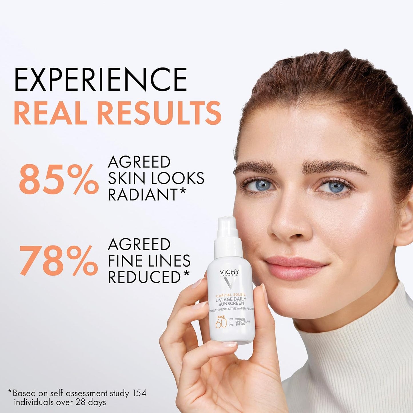 Vichy Capital Soleil SPF 60 - Anti-Aging Sunscreen with Hyaluronic Acid & Peptides | Broad Spectrum Protection, No White Cast