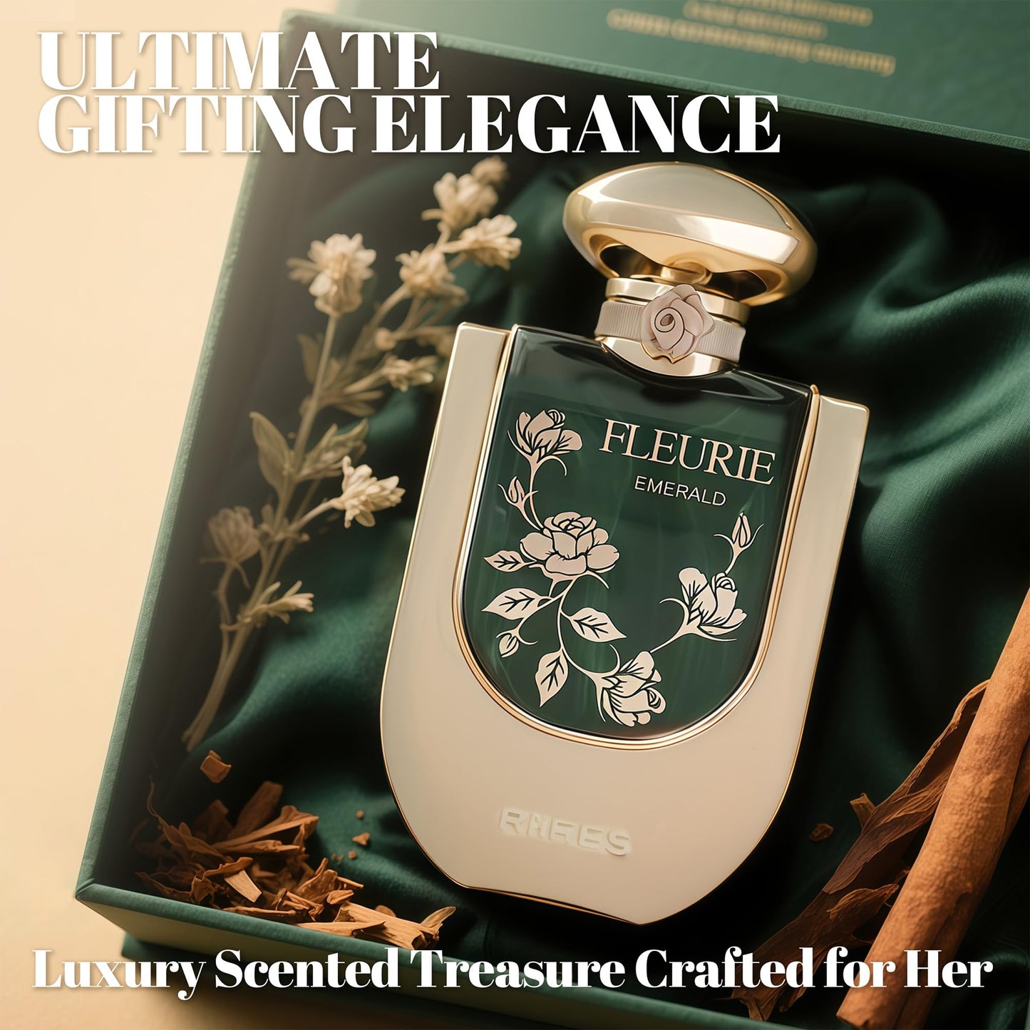 AFLUXE Riiffs Fleurie Emerald Women Perfume with Vanilla, Caramel, Floral, Lemon Scent - Eau de Parfum Long-Lasting Fragrance for Women, 3.40 Ounce / 100 ml