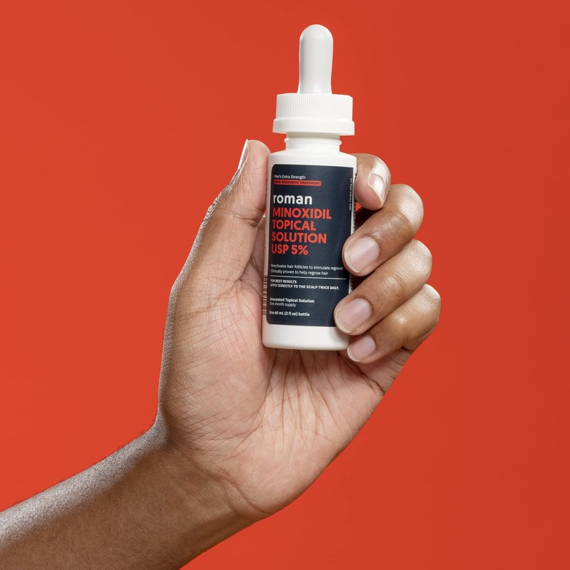 Roman Men's Topical Solution for Hair Regrowth | 5% Minoxidil, Unscented, 3-Month Supply