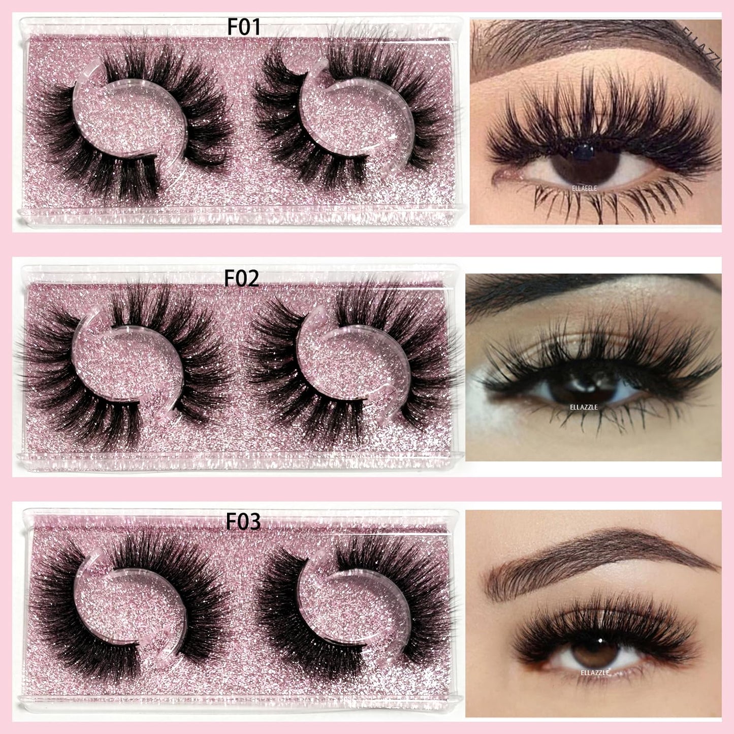 Ellazzle 18 Pairs Lashes Wispy Bulk Natural Eyelashes Wholesale Fluffy Fake Eyelashes Mink 3d Lashes Pack