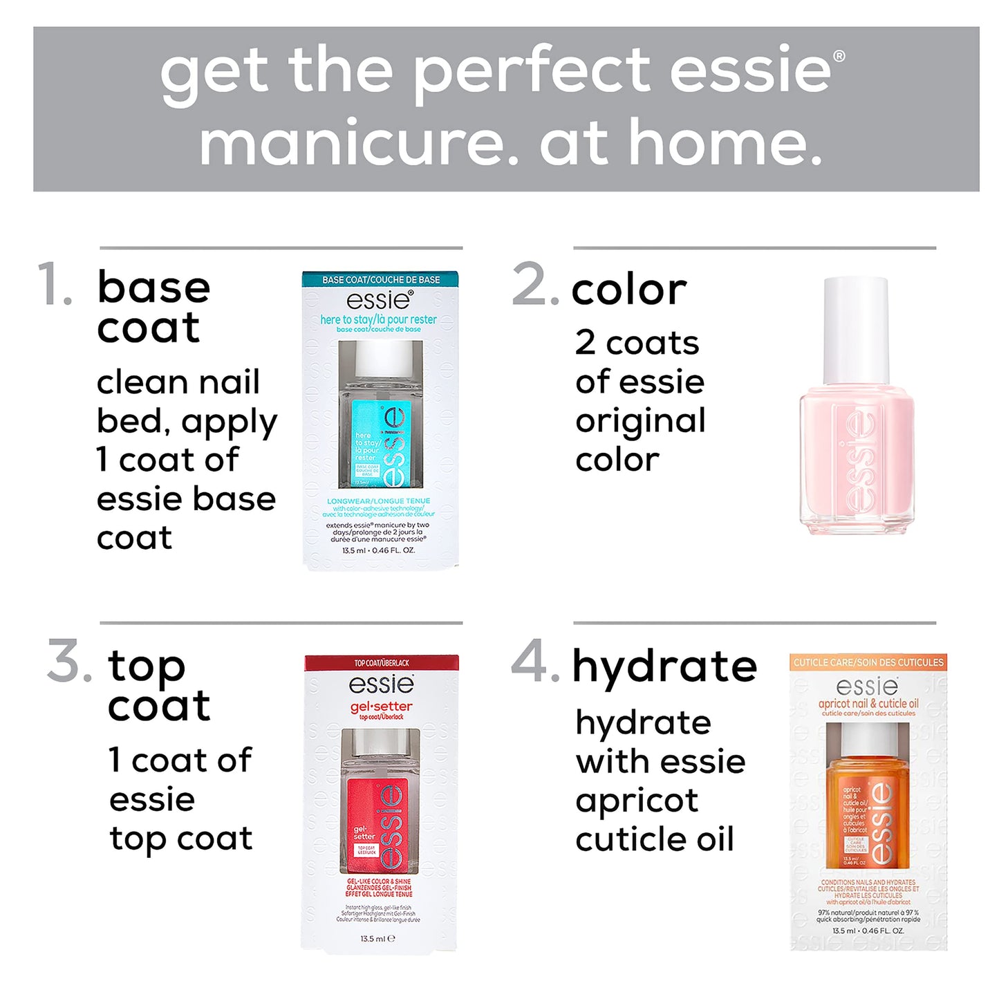 essie Nail Care, 8-Free Vegan, Speed Setter Top Coat, quick-dry nail polish, 0.46 fl oz