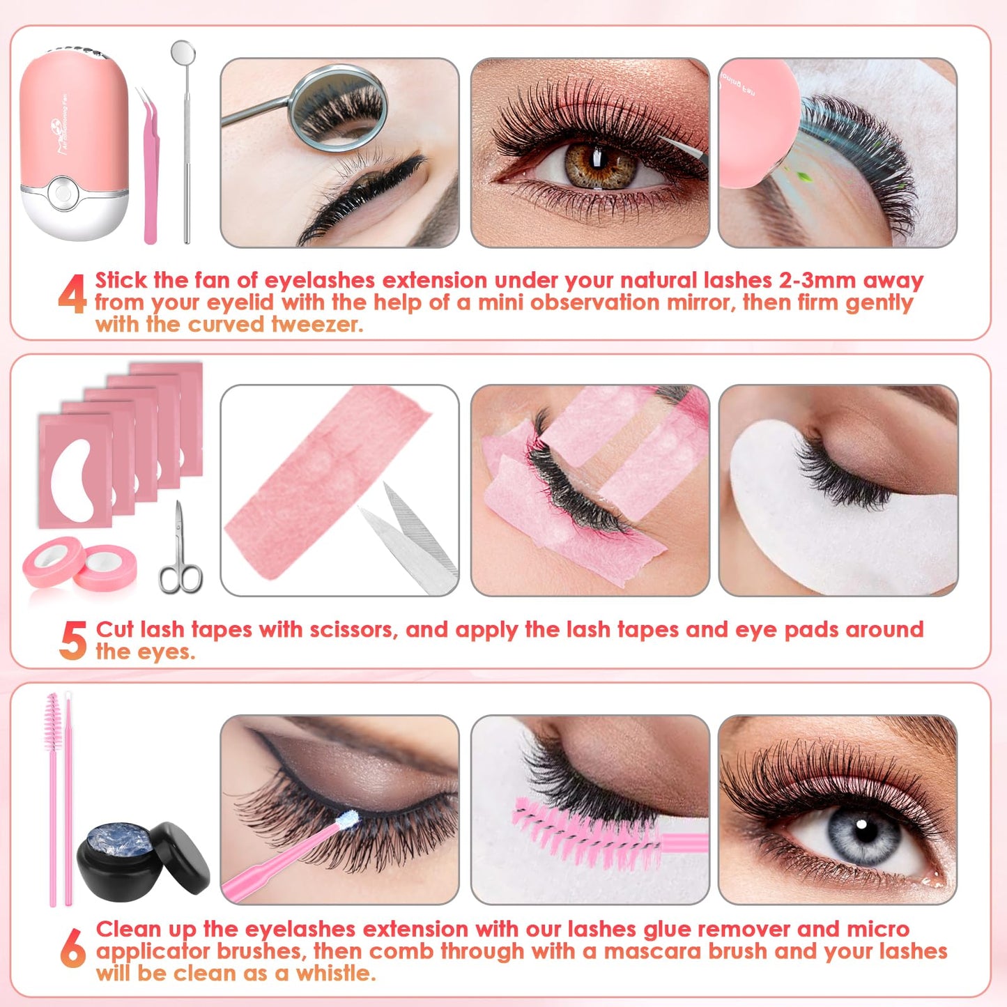 ROADPLUM Professional Eyelash Extension Kit for Beginners - Complete Lash Tech Practice Set with D-Curl Lashes (0.07mm), Quick-Dry Glue, Fan Dryer, Tweezers & Eye Patches DIY Lash Supplies