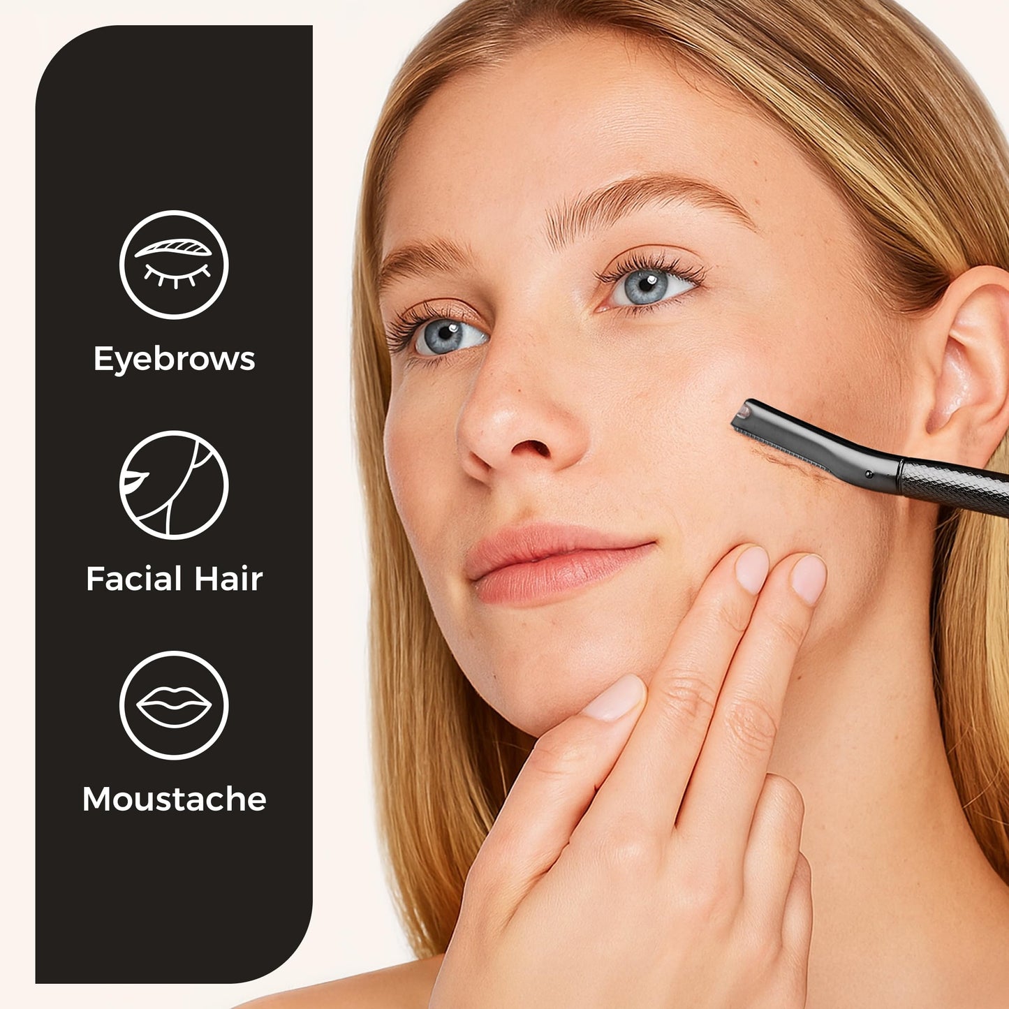 ZOMCHI Eyebrow Razor, Face Razors for Women & Men, Eyebrow Trimmer Shaper with Precision Cover, Facial Shaver with 6 Blades, Black, Metal with Silicone Protective Cover