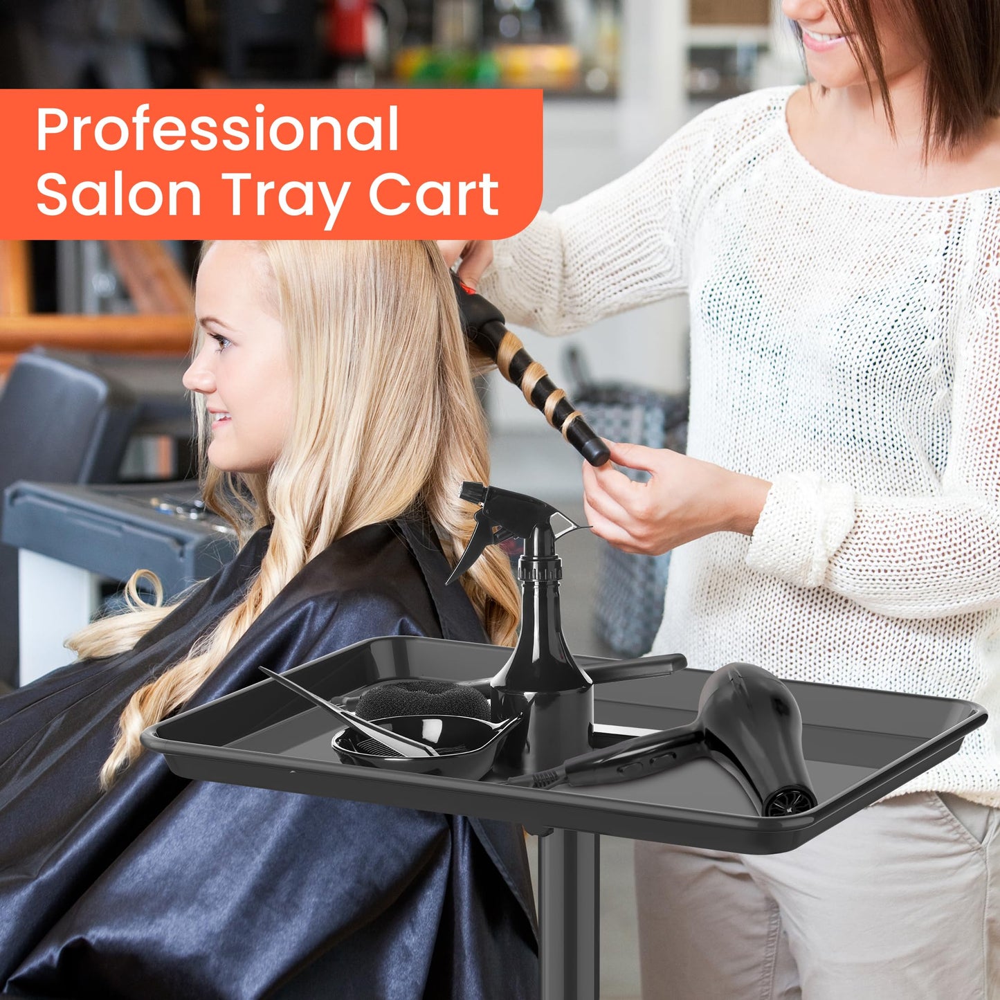 TASALON Salon Tray on Wheels: Premium, Adjustable Height
