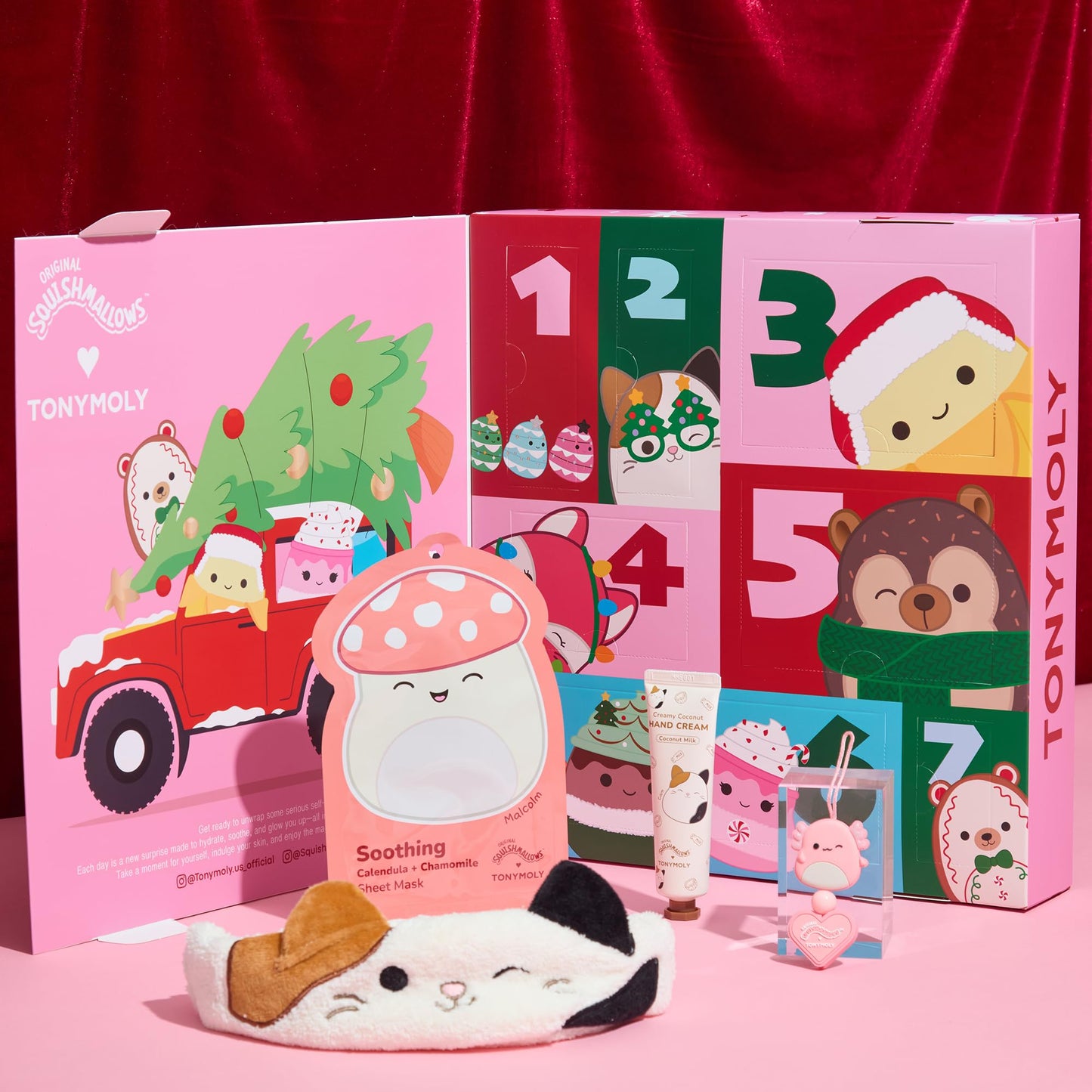 TONYMOLY x Squishmallows Advent Calendar 2025-7-Day Skincare Giftset with Hand Cream, Lip Gloss, Sheet Masks & Cute Holiday Set For Girls