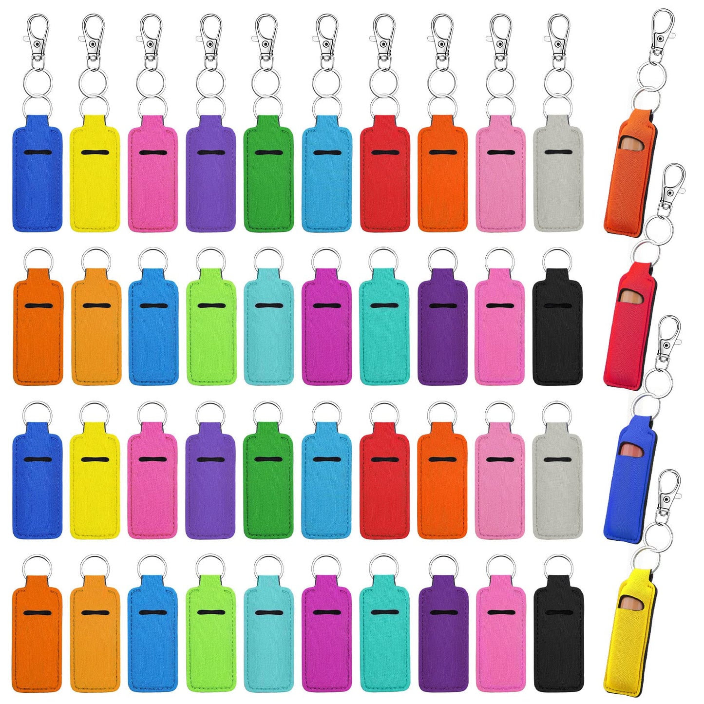 Tudomro 40 Pcs Lipstick Holder Keychain Lip Balm Sleeve Pouch with 40 Clip Portable Pocket Lip Balm Lipstick Keychain Colorful Gloss Tube Holder Gift for Women, 20 Colors