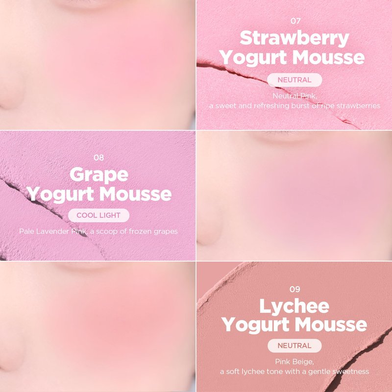 lilybyred Luv Beam Cheek Mousse | Heart-Shaped Korean Cream Blush, Airy Soft-Matte Texture, Soft-Focus & Pore-Blurring Finish, Seamless Buildable, Natural Flush, 0.13 oz. (04 Taro Mousse)