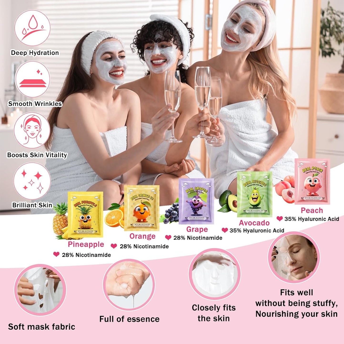 Spa Party Supplies Kit - 50 PCS Facial Masks, Hand Cream, Bath Bombs & More | Perfect for Birthdays & Sleepovers