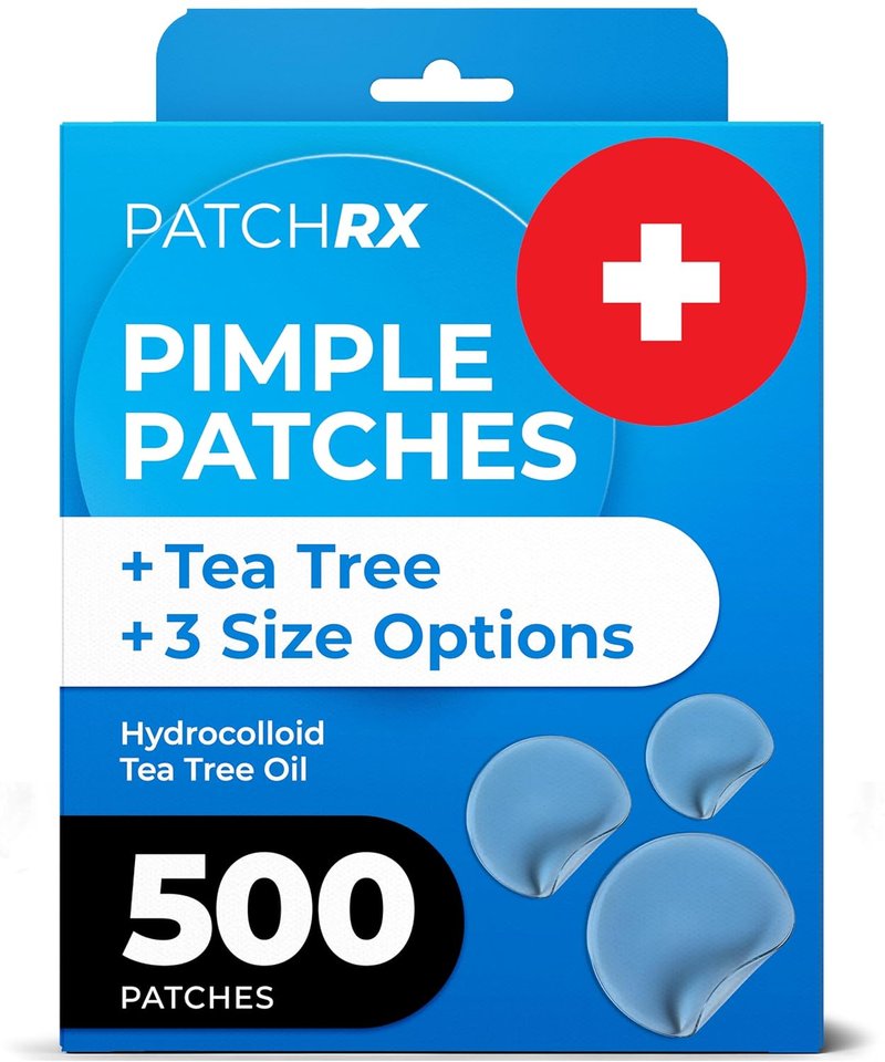 PatchRx Pimple Patches - Hydrocolloid Acne Treatment with Tea Tree Oil | 500 Count Dots for Face