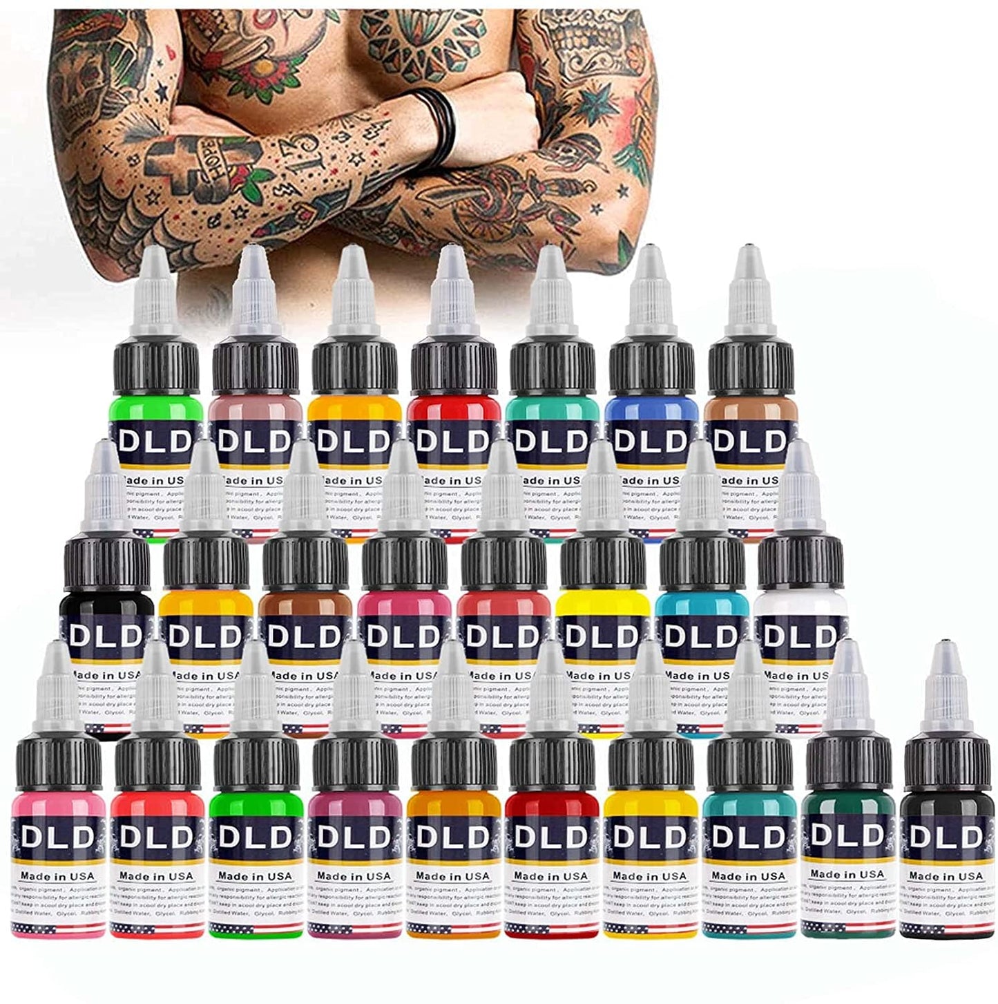 BAODELI Professional Ink Color Set 25 Colors 15 ml (1/2OZ) Vegan-Friendly Pigment Ink Supplies Ink for Tattoo Artist and Beginners Tattoo Supplies