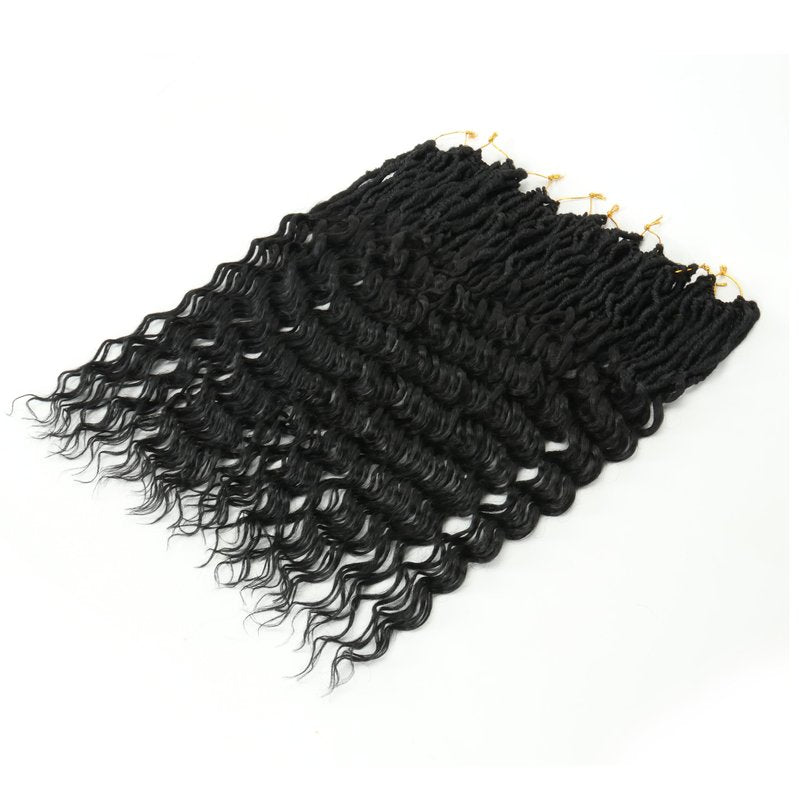 New Faux Locs Crochet Hair 24 Inch 8 Packs Soft Locs Long Deep Waves Goddess Ombre Prelooped Synthetic Dreadlock Extensions (24inch, 1B27)
