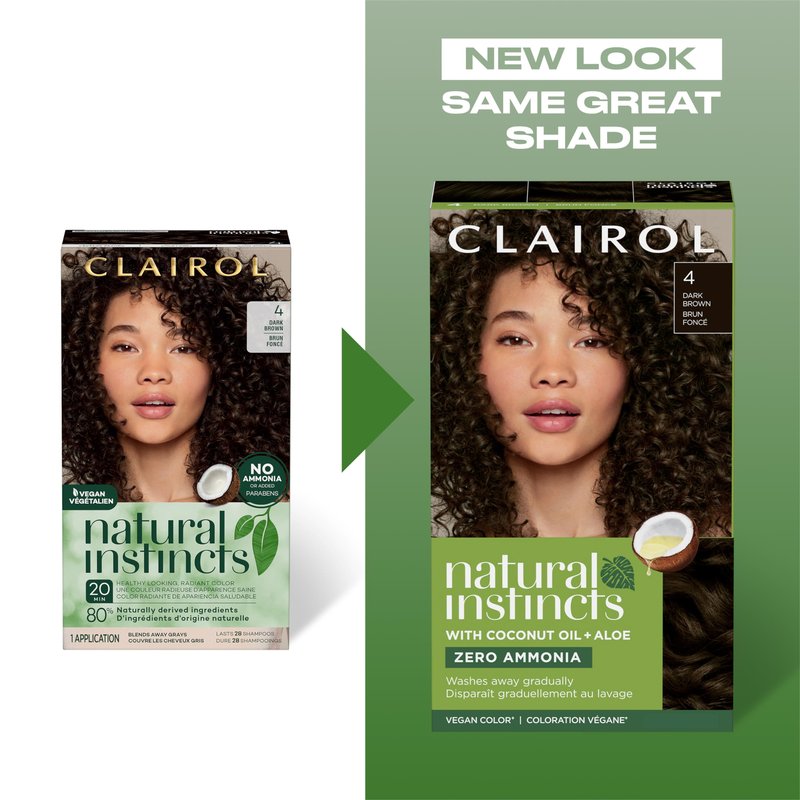 Clairol Natural Instincts Demi-Permanent Hair Dye, 2 Black | Ammonia‑Free, Vegan Hair Color with Coconut Oil & Aloe Vera | Pack of 3