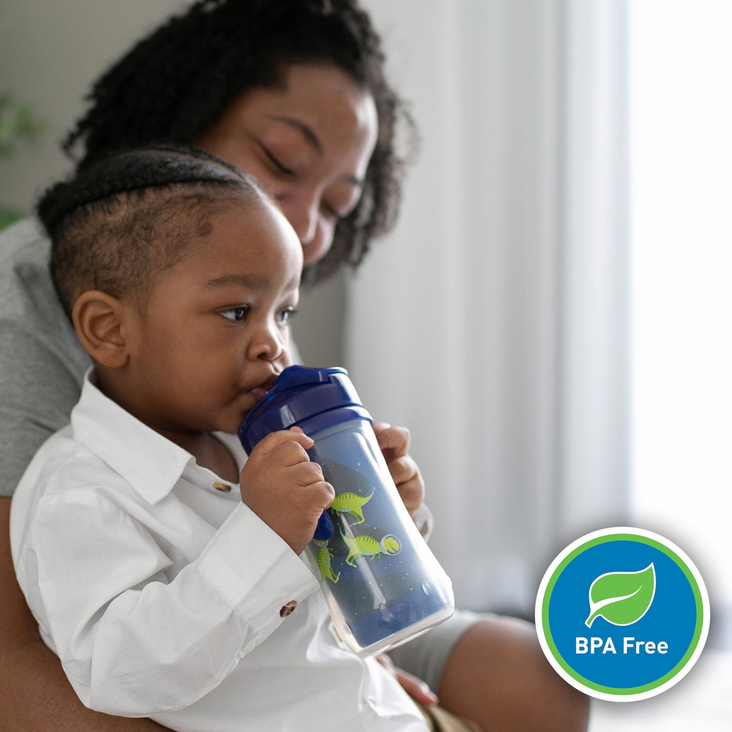 Dr. Brown's Milestones Insulated Sippy Cup with Straw and Handles, Spill-Proof Tumbler with Lid, 2-Pack, Blue, 10 oz/300 mL, BPA Free, 12m+