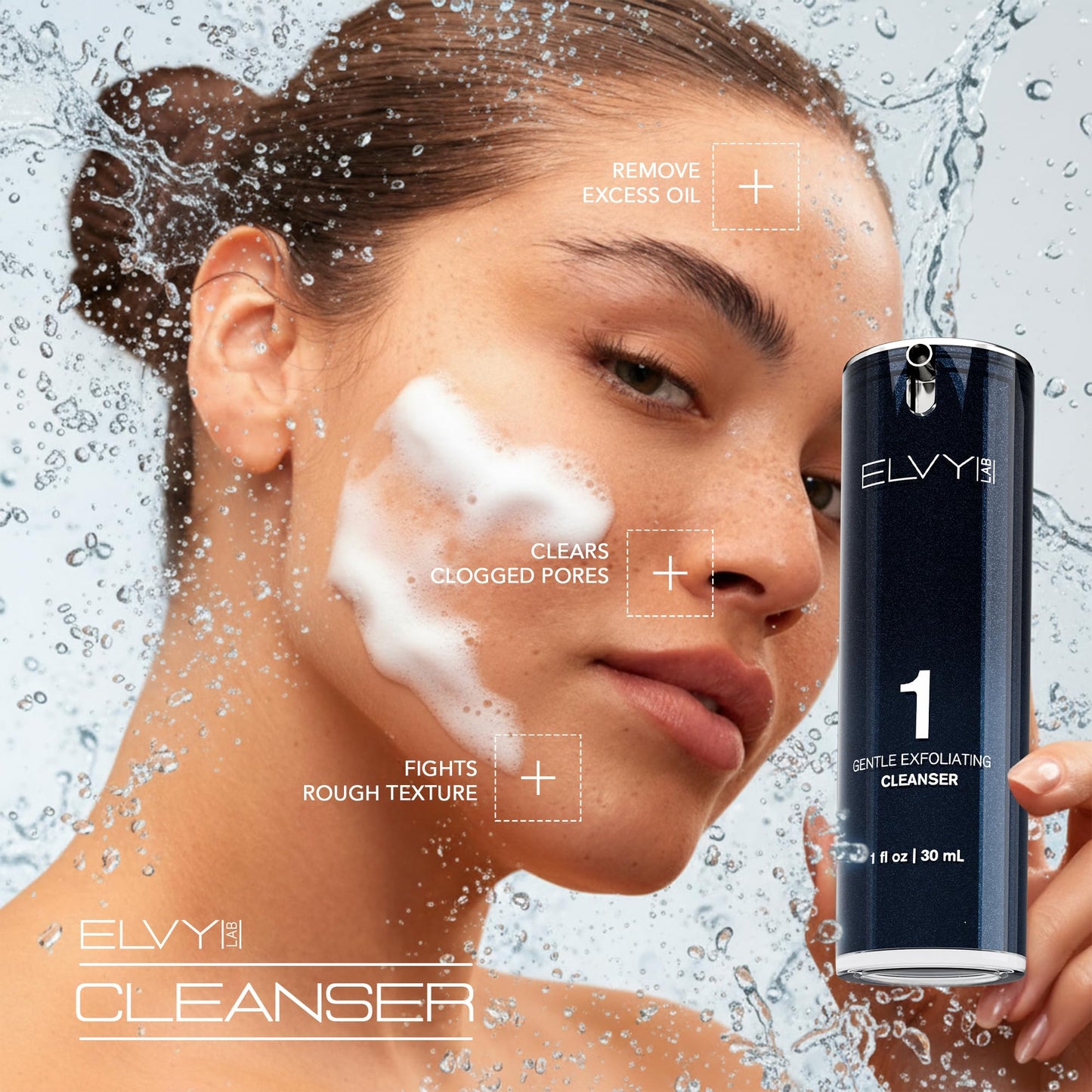 ELVY Lab 4 in 1 Skincare Set for Men and Women Complete Face Care Kit Cleanser Vitamin C Serum Moisturizer Eye Cream Anti Aging Routine Vegan Cruelty Free All Skin Types Hydrating Brightening Gift Set
