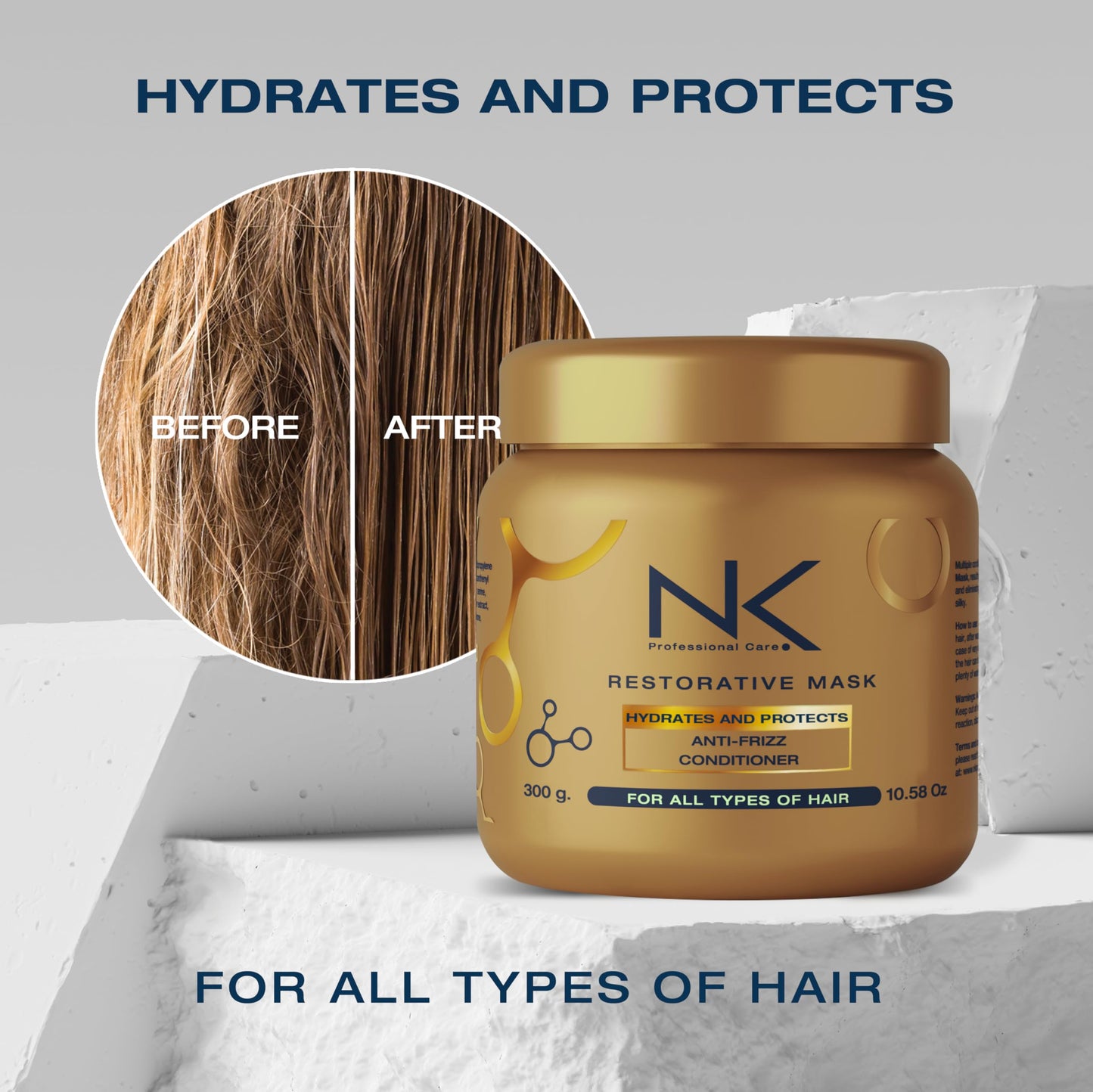 NK Professional Care Sensitive Keratin Hair Straightening Treatment, Vegan, Formaldehyde Free. Kit Steps 1,2,3,4. Sensitive straightening treatment, post-treatment shampoo and restorative mask.