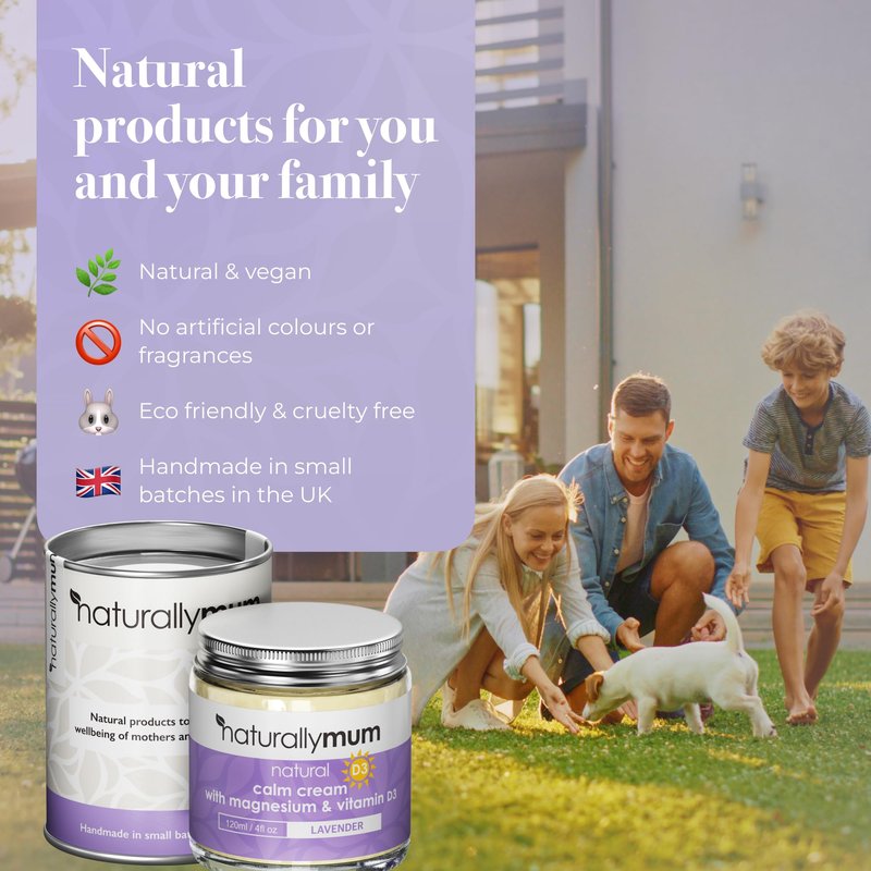 NaturallyMum Magnesium Calm Cream with Vitamin D3 & Lavender – Natural Magnesium Body Cream for Relaxation, Hydrating Skin Care & Bedtime Self Care – Vegan Friendly – 4 Fl oz