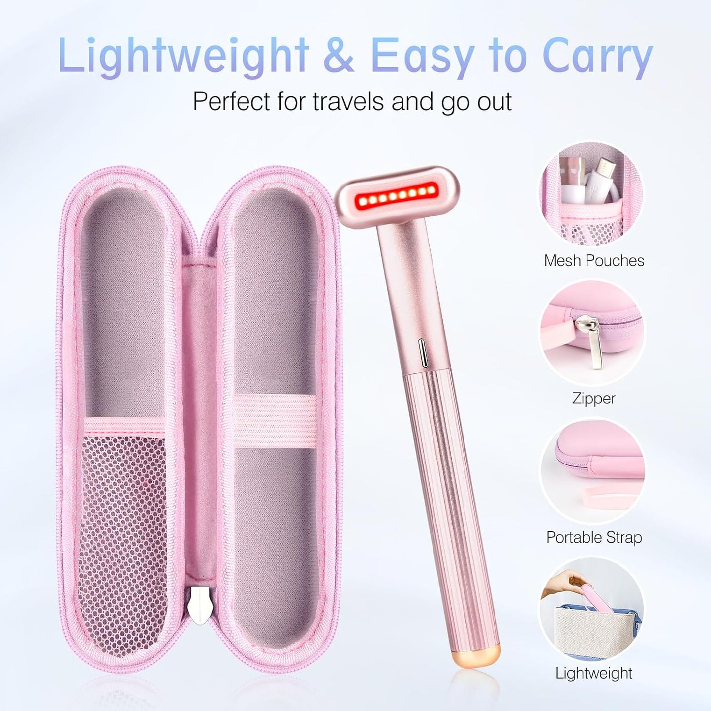 Red Light Therapy Facial Wand - 4-in-1 Anti-Aging & Anti-Wrinkle Skin Care Tool | Portable with Travel Case