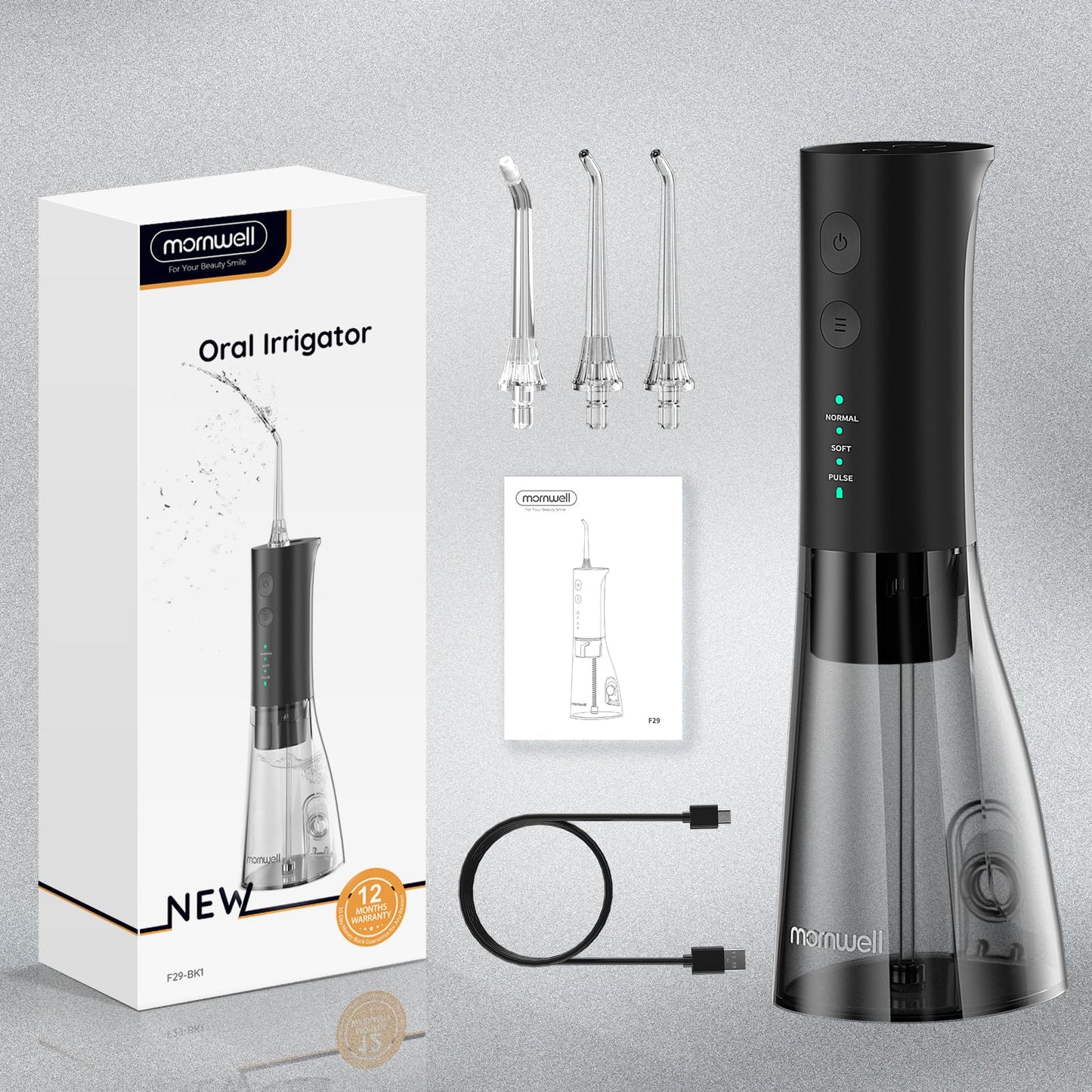 Water Flossers for Teeth, 300ML Cordless Water Flosser, Mornwell 3s Pressure Crescendo Oral Irrigator, Professional Rechargeable Portable Water Flosser