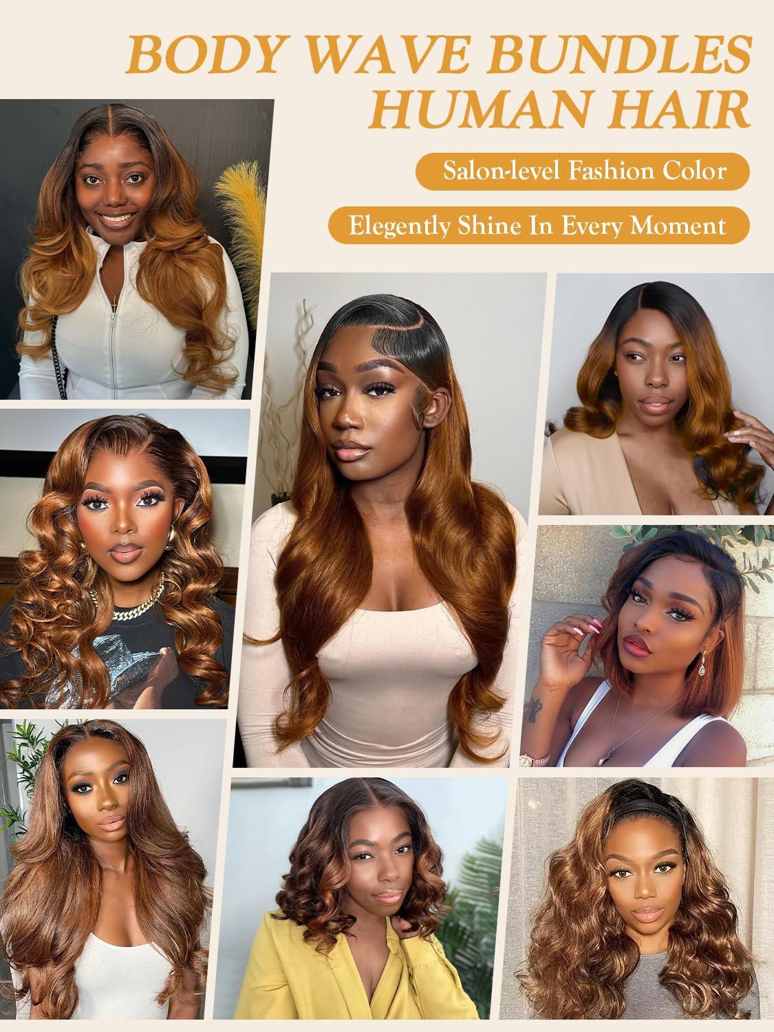 Two Tone Color T1B/30 Ombre Honey Brown Human Hair Bundle Body Wave 14 Inch