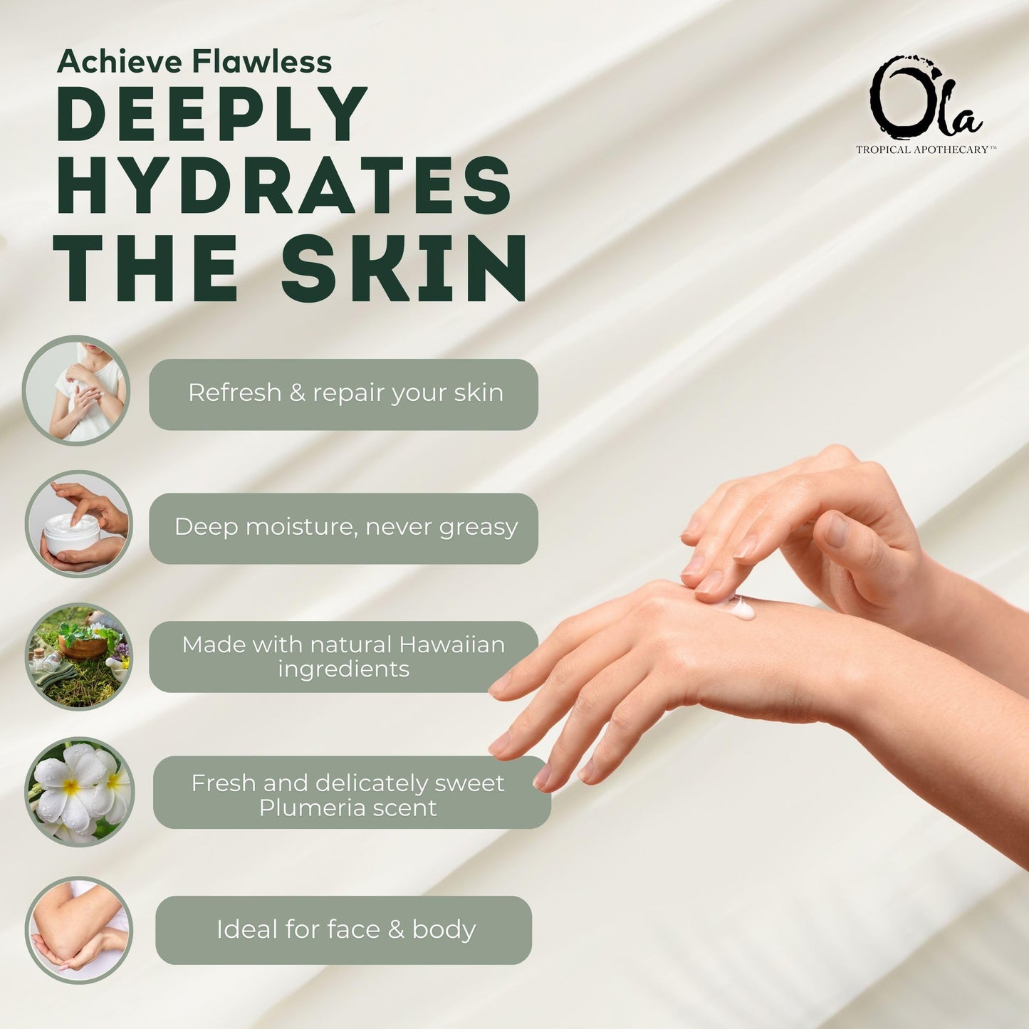 Tropical Apothecary Ola Plumeria Body Lotion with Pure Tropical Oils and Plant Extracts - 8.45 Fl Oz