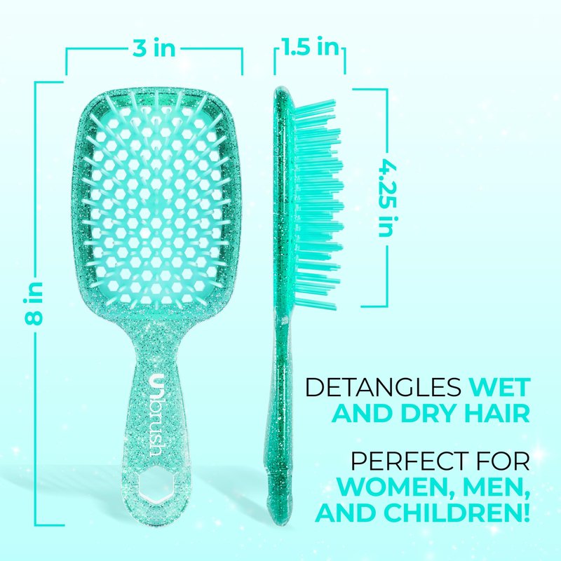 FHI Heat UNbrush Detangling Brush for Pain-Free Brushing on All Wet or Dry Hair Types — Durable DuoFlex Anti-Static Bristles, Lightweight Handle, Vented Hair Brush, Turquoise Green
