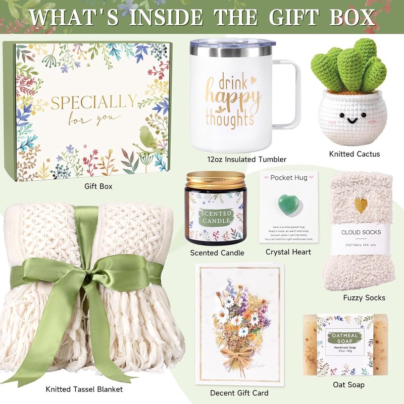 Get Well Soon Care Package | Thoughtful Sympathy Gift Basket for Women - Spa Gifts & Inspirational Blanket for Recovery