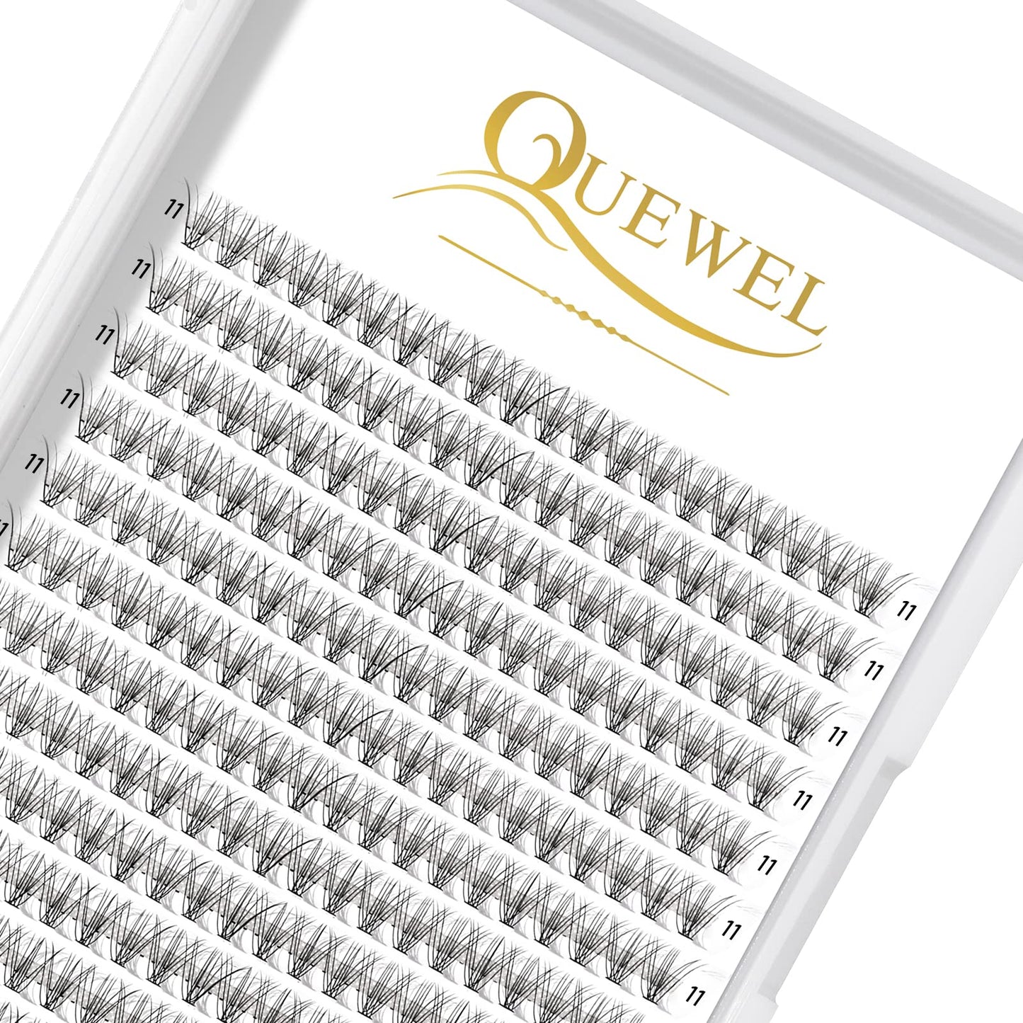 QUEWEL Lash Clusters 240Pcs Individual Lashes 10D 0.10C Curl 11mm Length DIY Lash Extension Soft False Eyelashes Wispy Cluster Lashes Easy to Create Natural Look At Home(10D-0.10C-11mm)