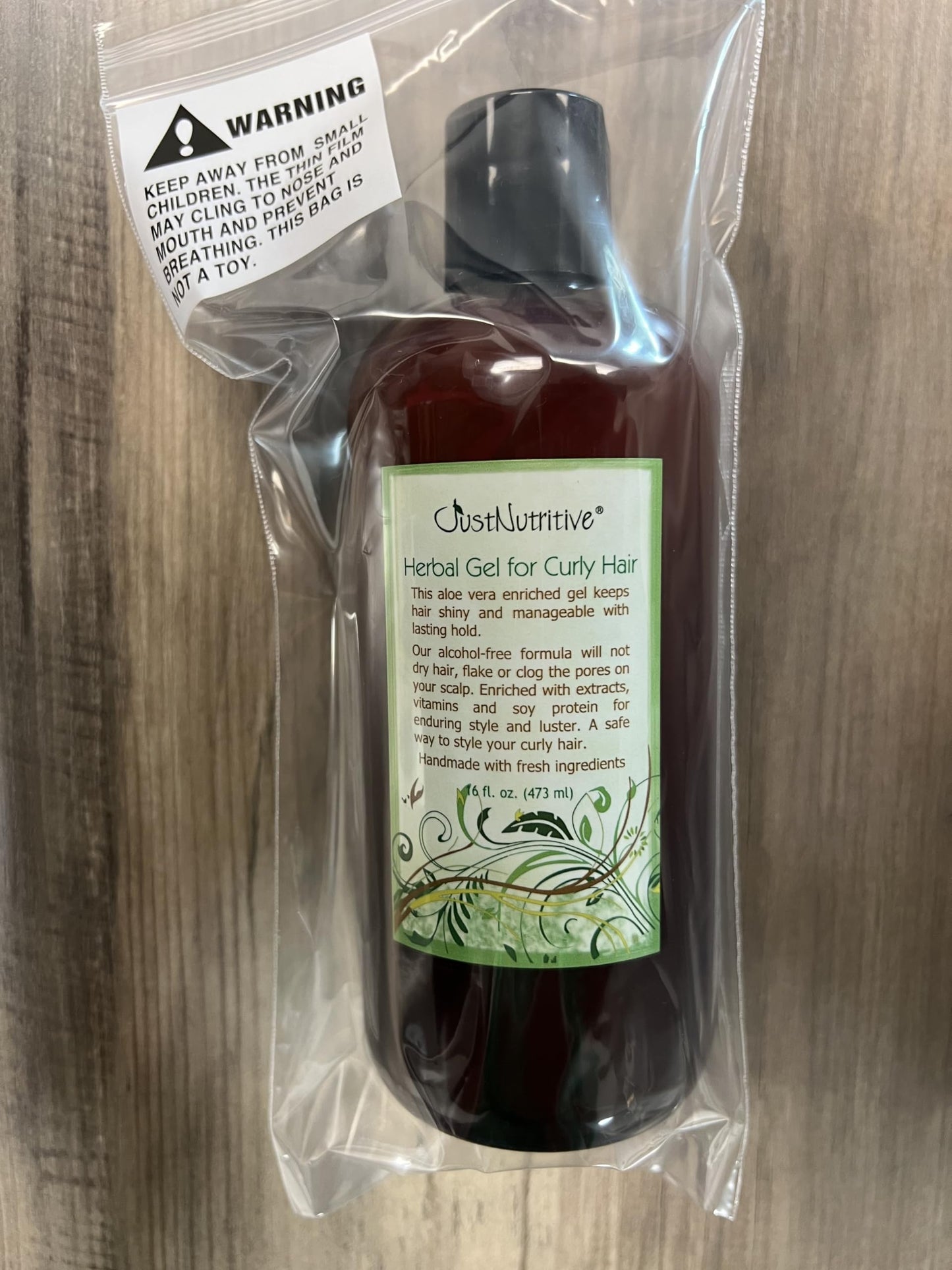 Just Nutritive Herbal Gel for Curly Hair | Frizzy Hair Styling and Conditioning Gel | 16 Oz