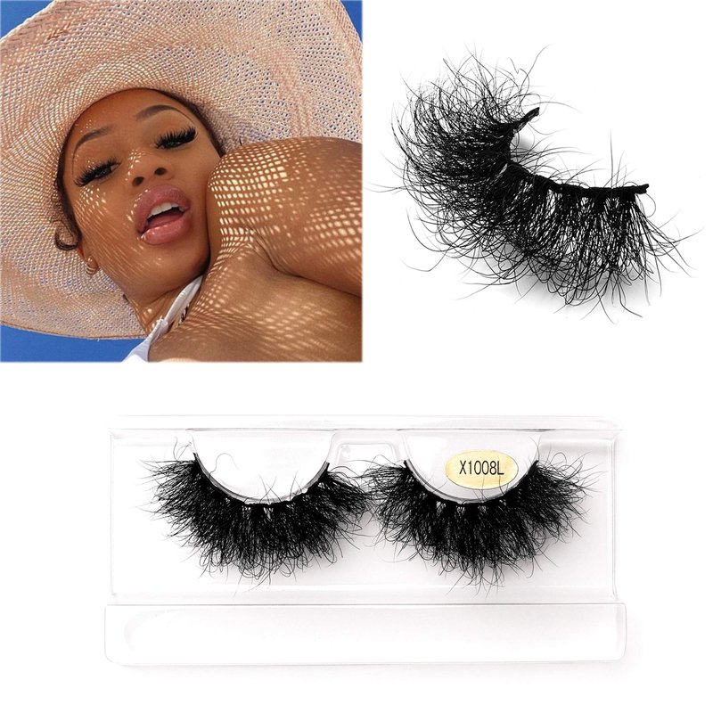 Fluffy Mink Lashes Miuhair False Eyelashes Natural Real Mink Lashes Fluffy Long 5D Dramatic Eyelashes for Women Full Lashes Durable Reusable Mink Eyelashes Messy Bomb1 pair