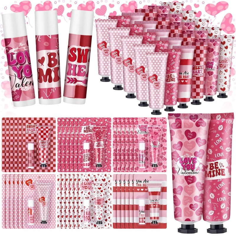 Valentine's Day Hand Cream & Lip Balm Gift Set - 36 Sets | Moisturizing Care for Women & Teachers