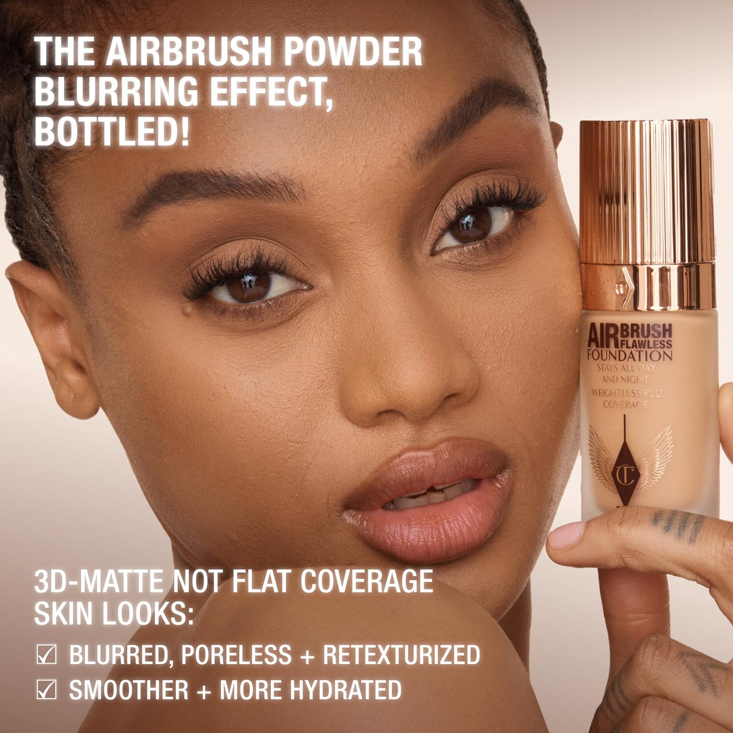 Charlotte Tilbury Airbrush Flawless Matte Foundation - Full Coverage Liquid Makeup with a Natural-Matte Finish - Smoothes & Blurs Pores - Waterproof & Transfer Resistant - 6 Neutral